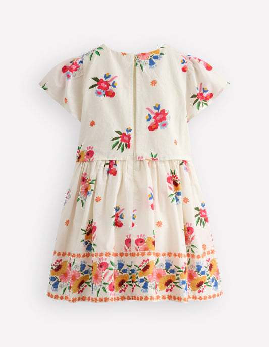 Pretty Cape Dress-Multi Vintage Floral Placement