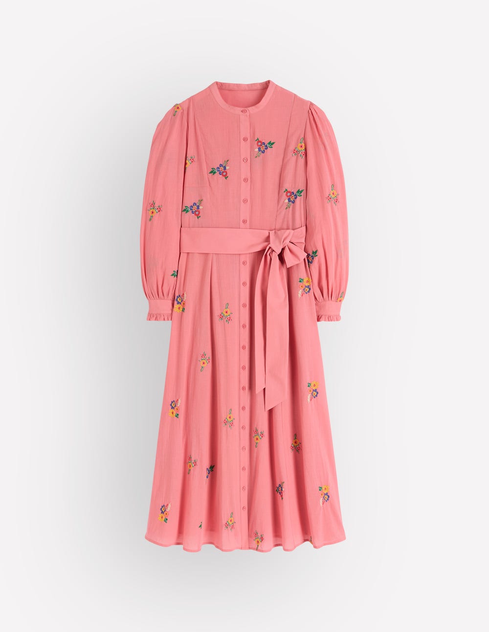 Embroidered Shirt Dress-Pink Embroidery