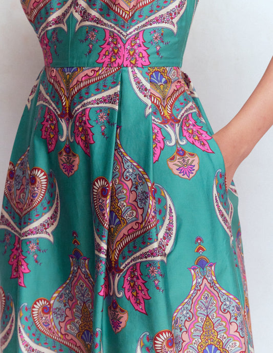 Empire Poplin Occasion Dress-Aurora Blue, Ornamental Charm