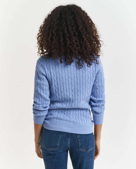 Pull en tricot torsadé demi-zip en coton stretch