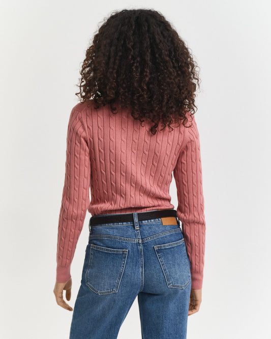 Pull col V en tricot torsadé de coton extensible
