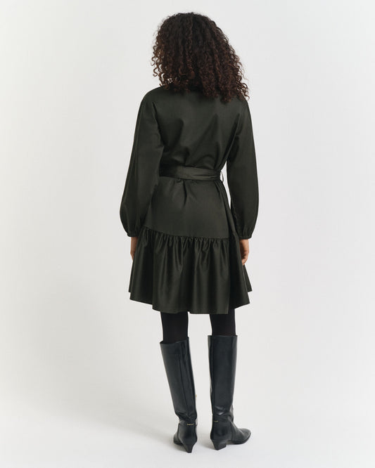 Baumwollsatin-Langarmkleid
