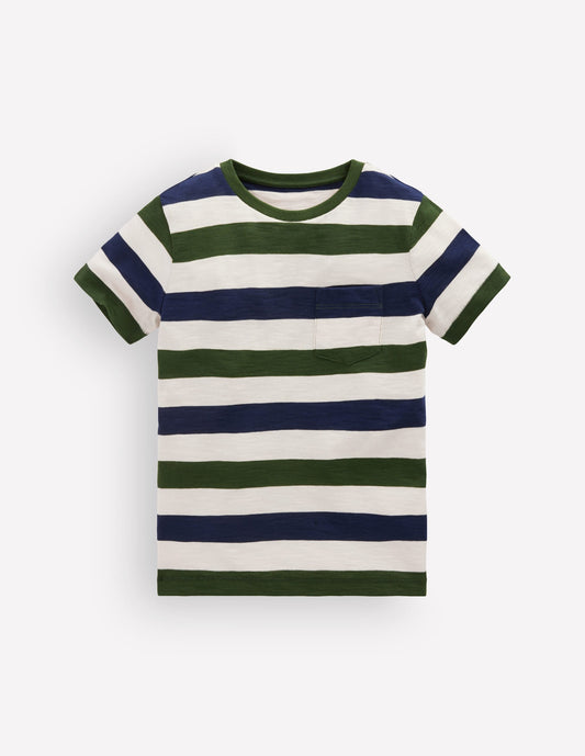 Everyday Short Sleeve T-Shirt-Green and Blue Stripe