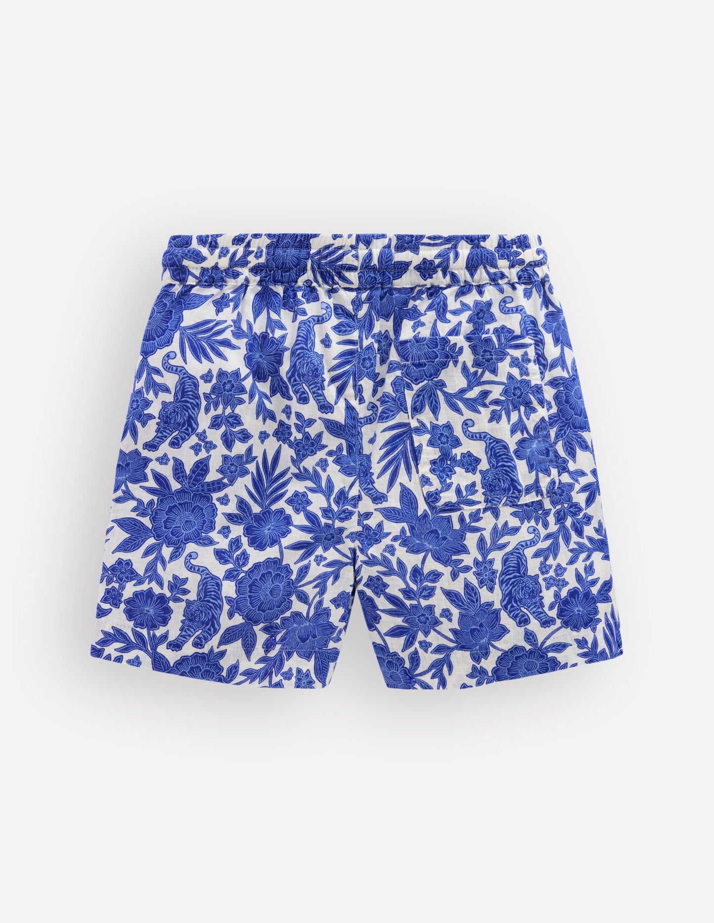 Cotton Linen Shorts-Jungle Woodblock