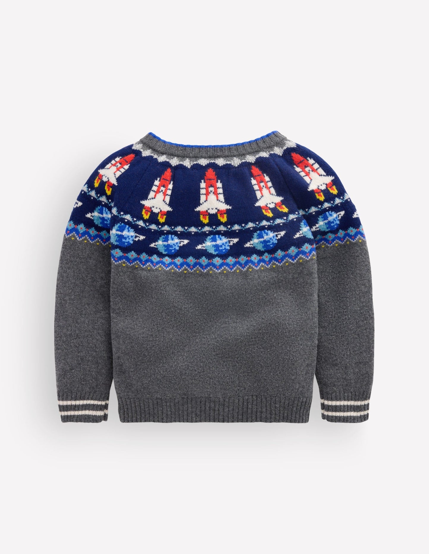 Fair Isle Jumper-Charcoal Marl Space