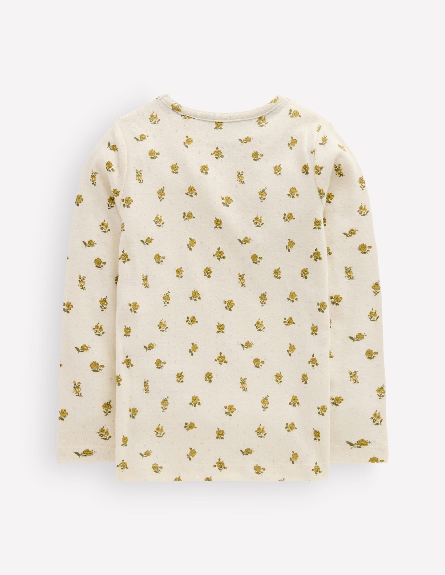 Long Sleeve Pointelle Top-Yellow Ditsy Floral