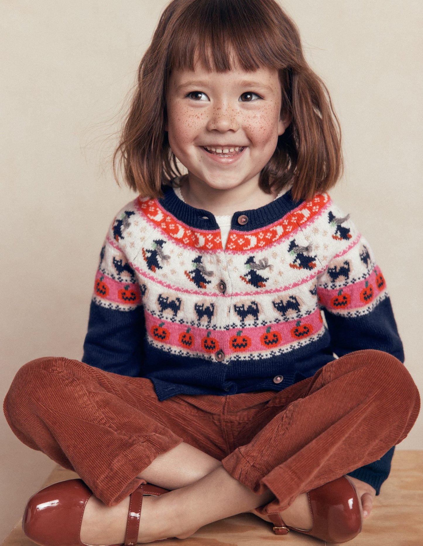 Edie Fair Isle Cardigan-College Navy Halloween