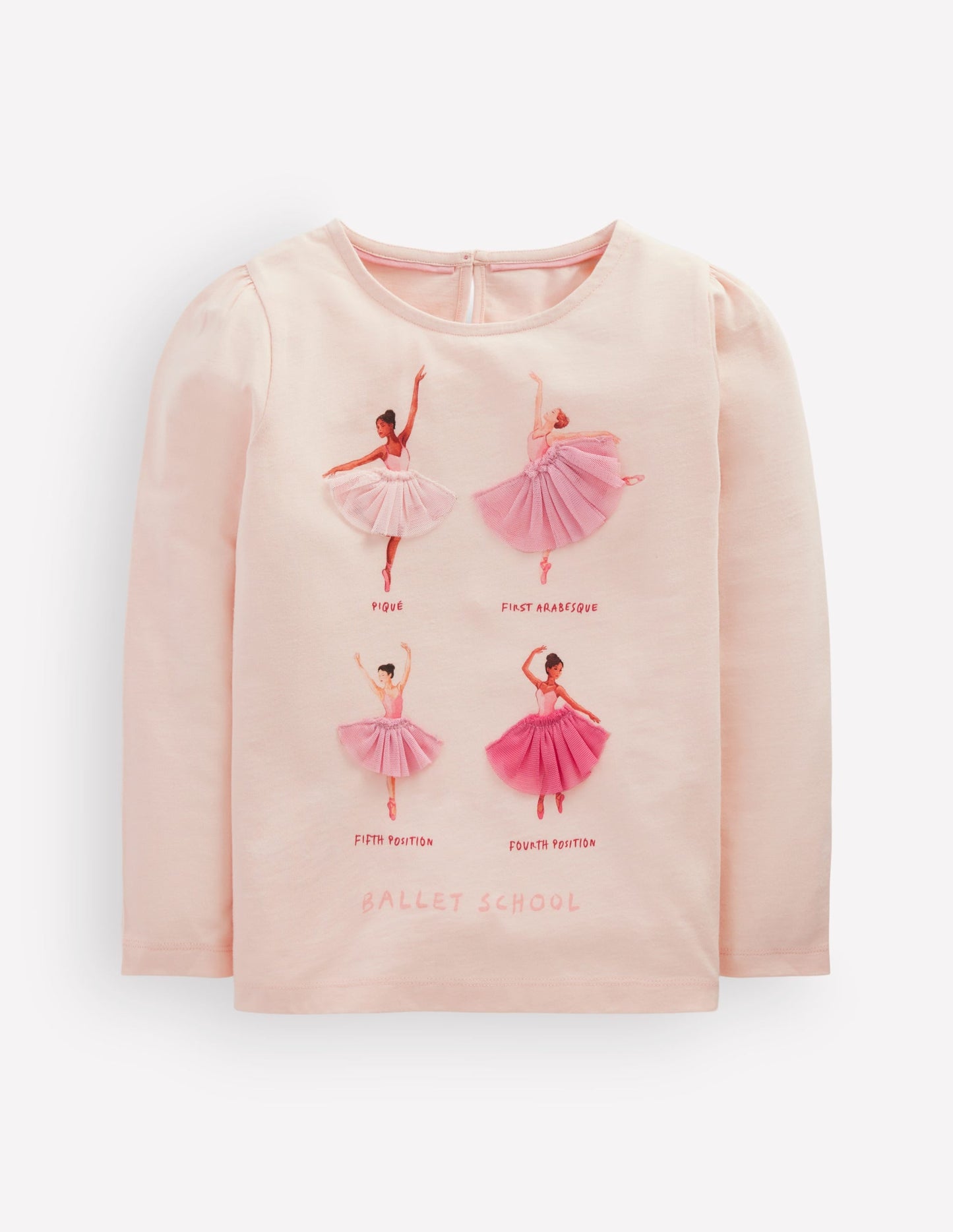 Puff Sleeve Appliqué  T-shirt-Botanic Pink Ballerinas