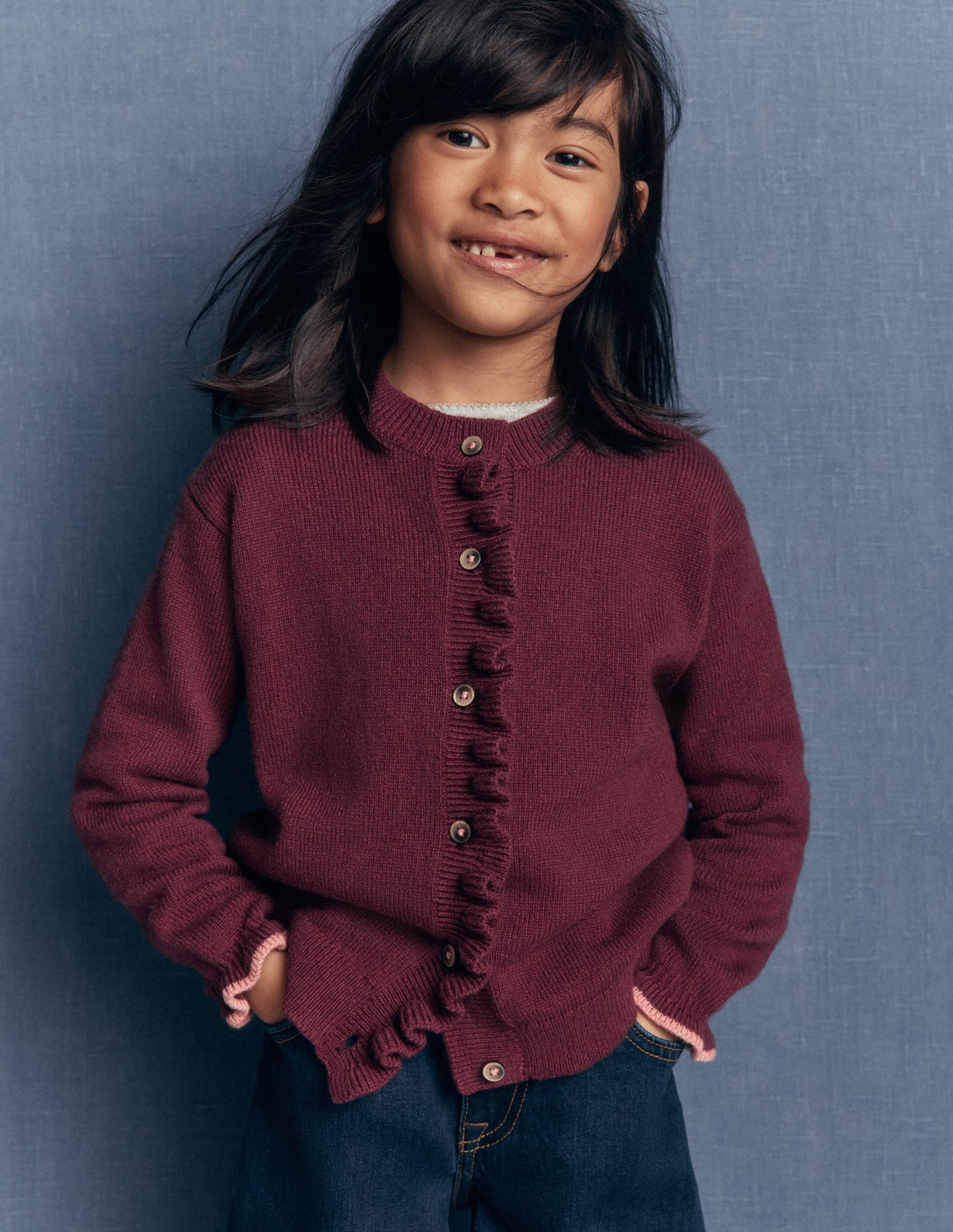 Everyday Frilled Cardigan-Deep Wisteria