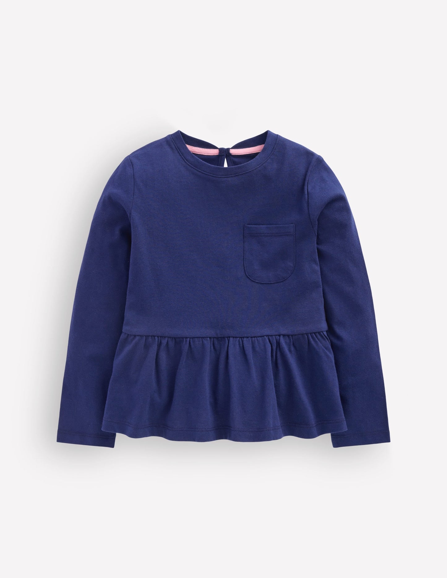 Long Sleeve Peplum Top-College Navy