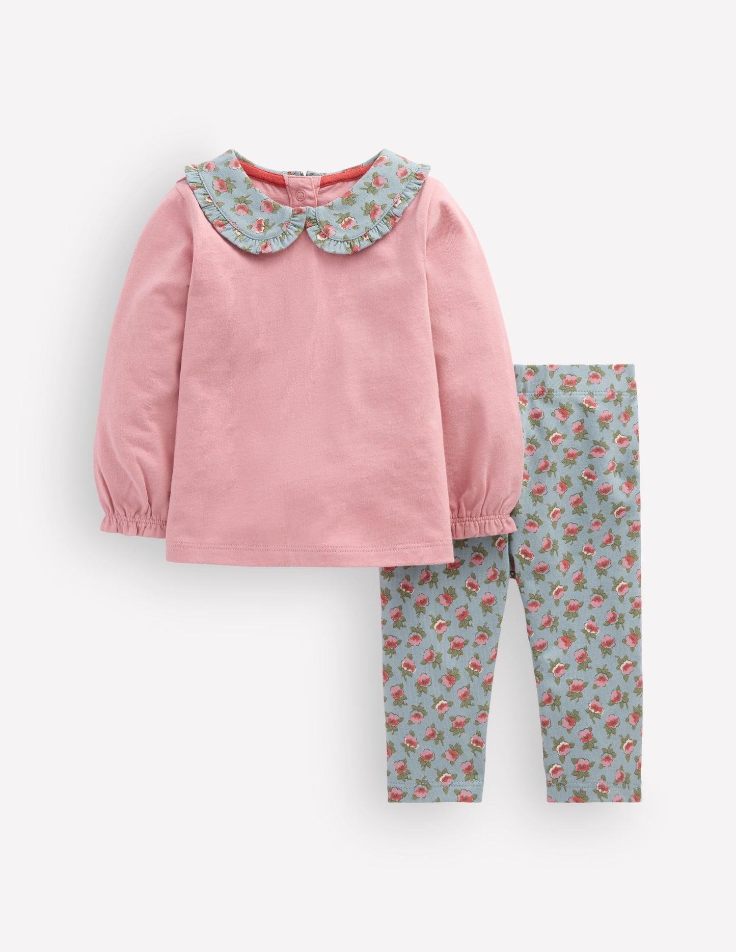 Collared Jersey Set-Pink/Blue Ditsy Floral