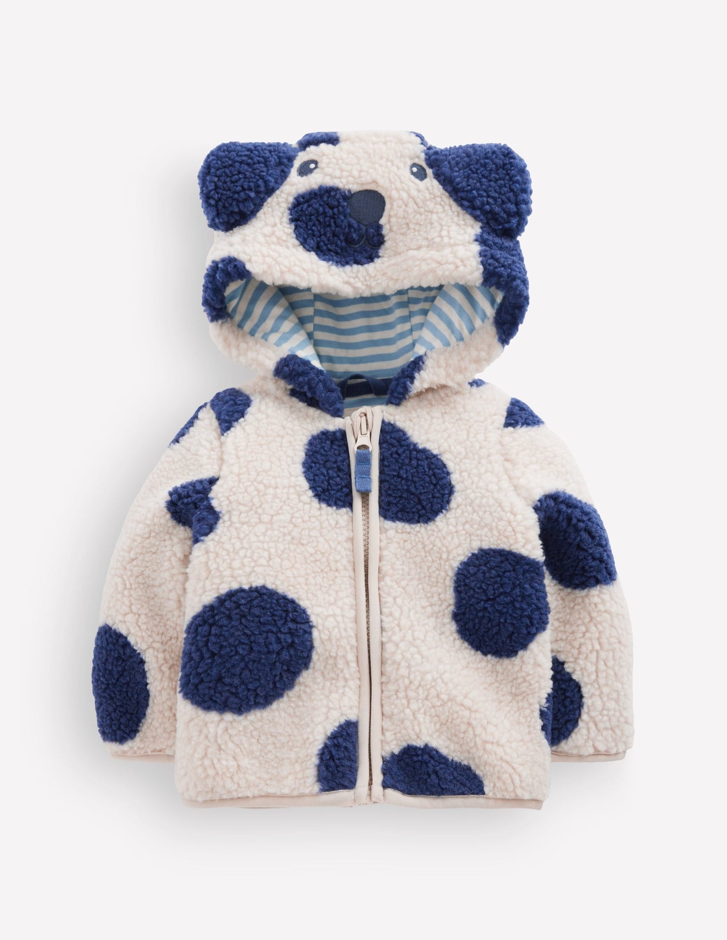 Novelty Cosy Borg Jacket-Navy & Ivory Dog