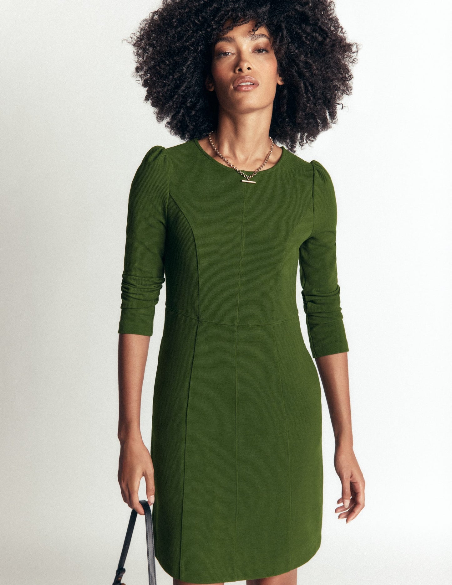 Marla Seamed Ottoman Dress-Green Fir