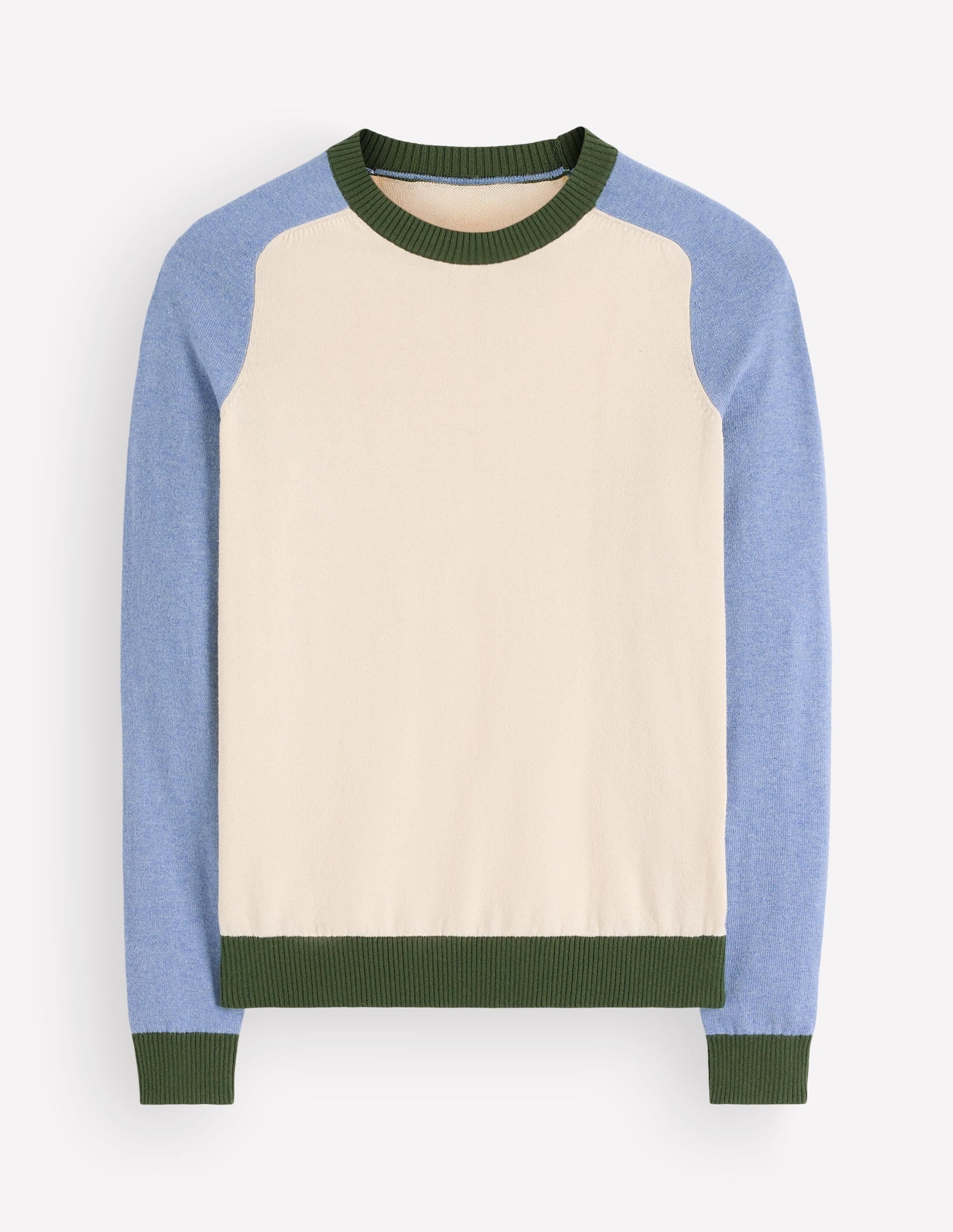 Meg Raglan Sleeve Jumper-Ivory, Blue and Green