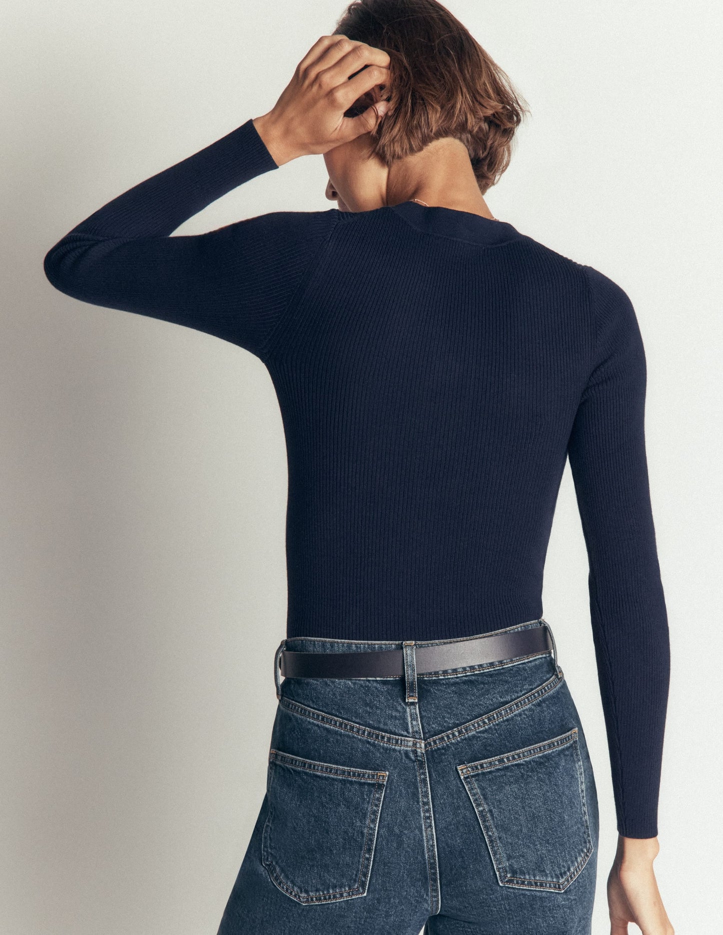 Rhianne Cotton Rib Cardigan-Navy