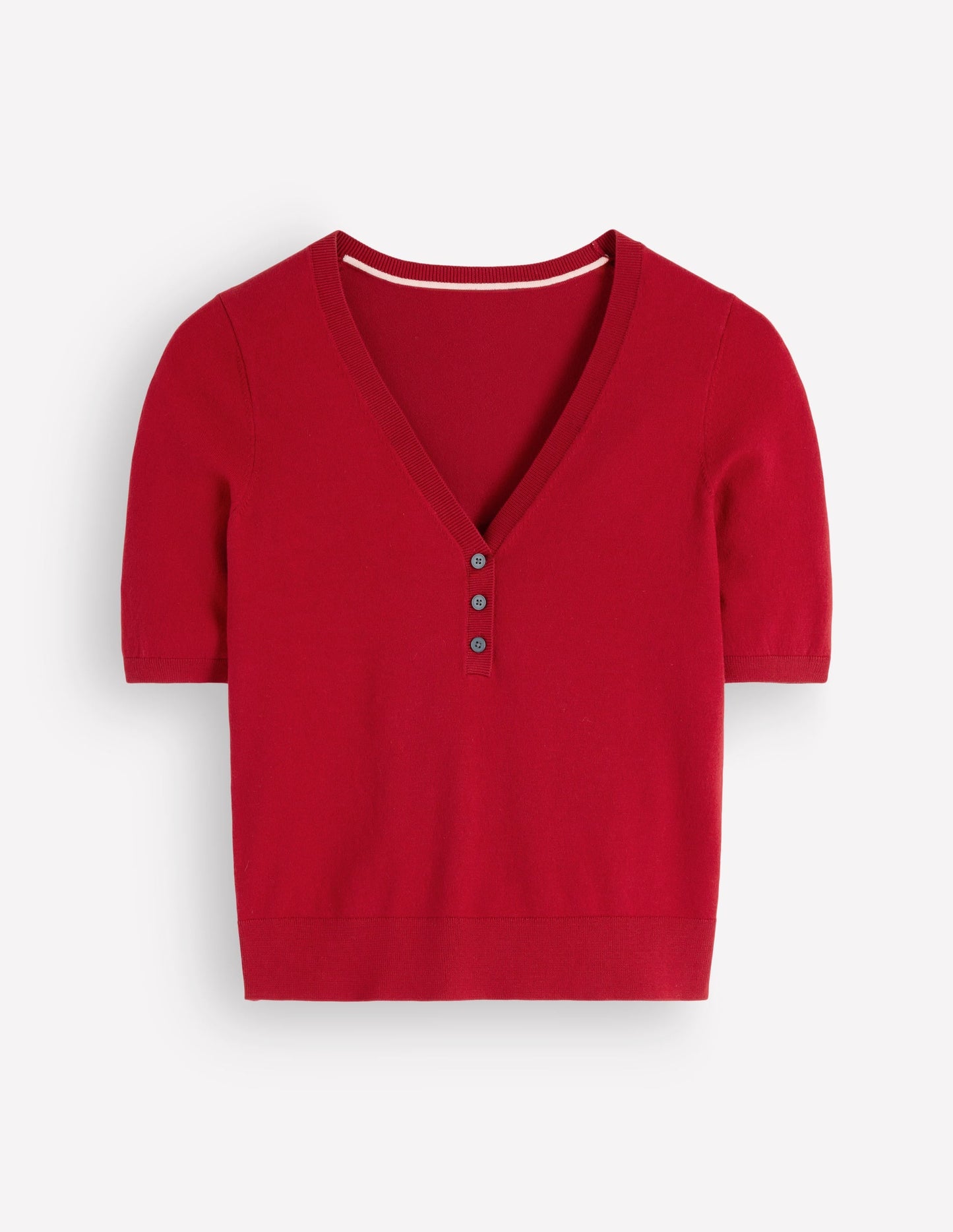 Camilla Cotton V-neck T-shirt-Crimson Red