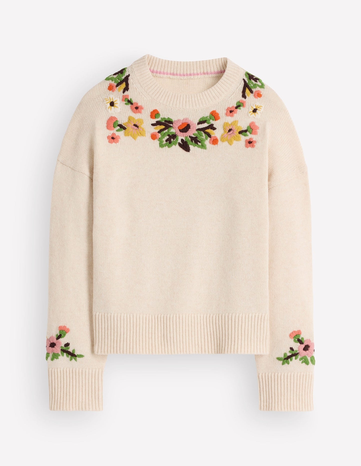 Ella Embroidered Knit Jumper-Ivory Embroidery