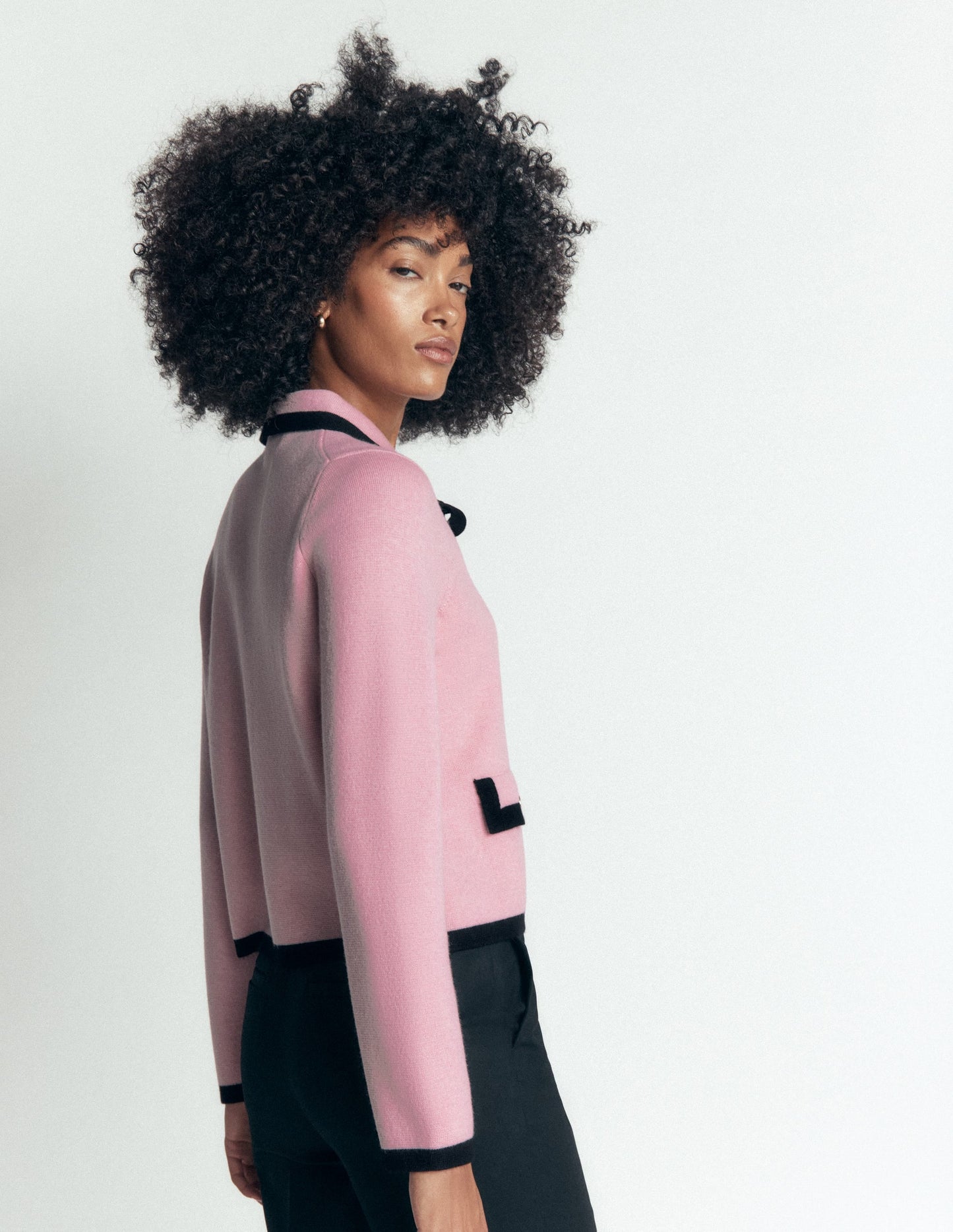 Elizabeth Bow Knitted Jacket-Spring Blossom Pink