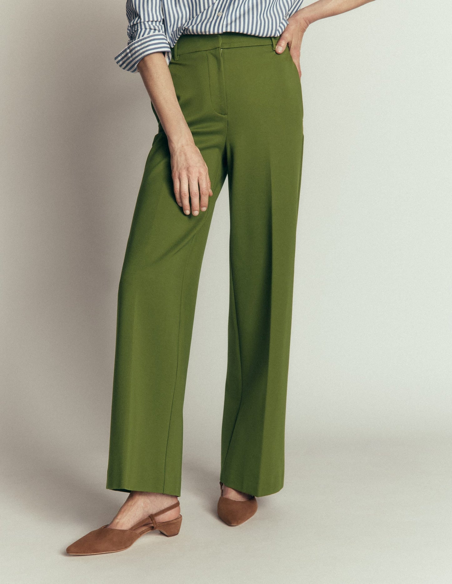 Belgravia Ponte Trousers-Forest Green