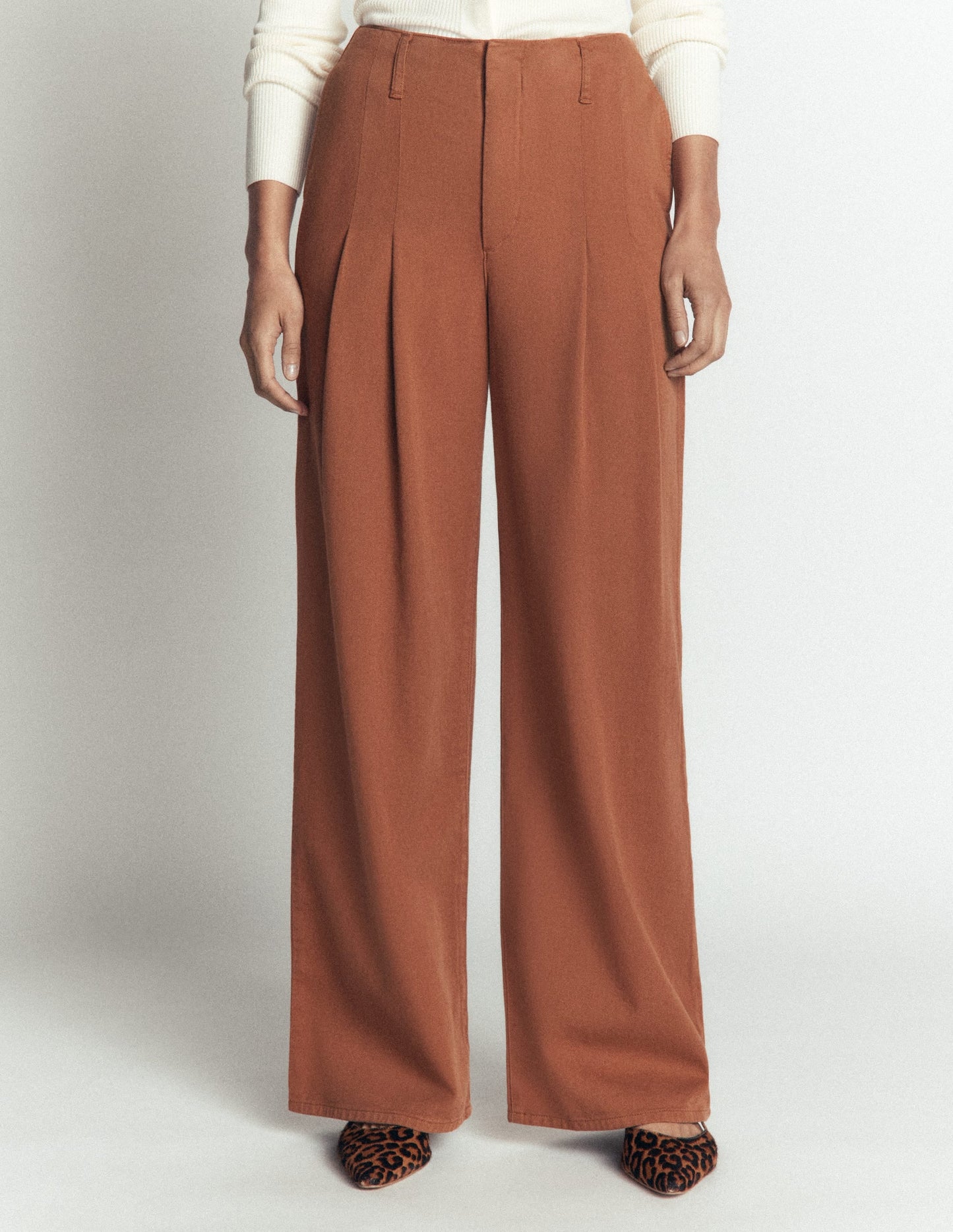 Mayfair Pleat Detail Trousers-Burnt Orange