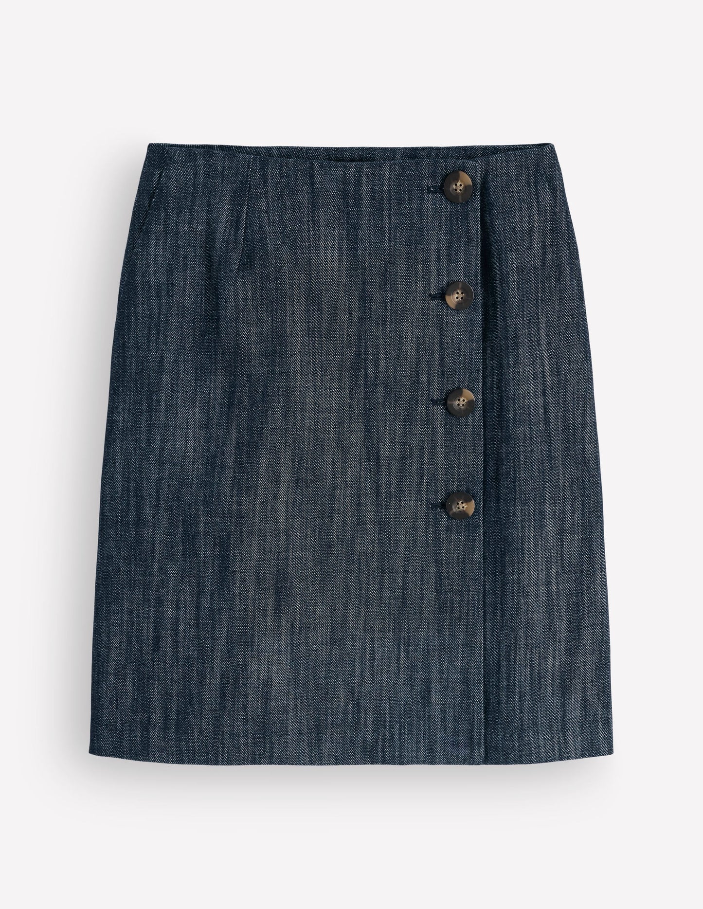 Evelyn Twill Button Wrap Skirt-Indigo Twill