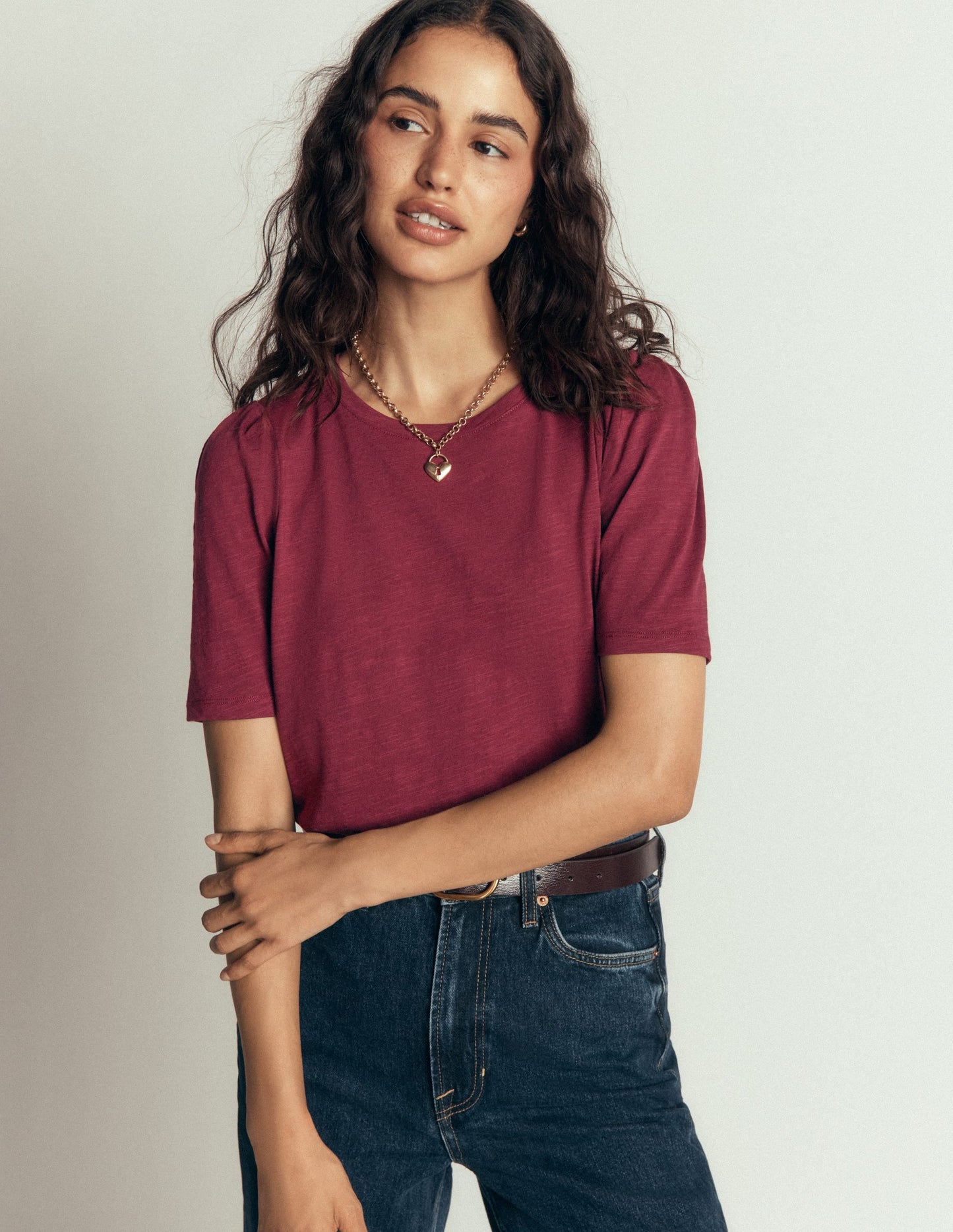 Sophie Puff Sleeve T-shirt-Deep Wisteria