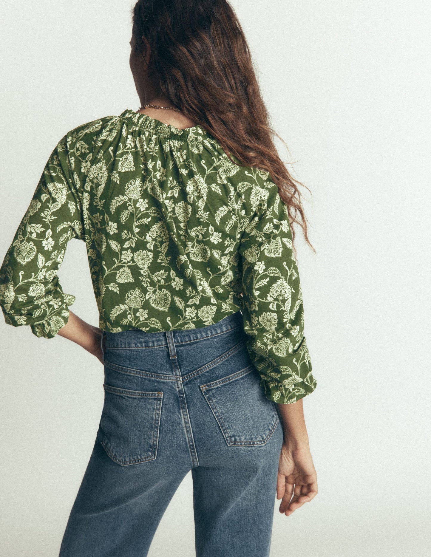 Pia Ruffle Detail Top-Chive Planted Meadows