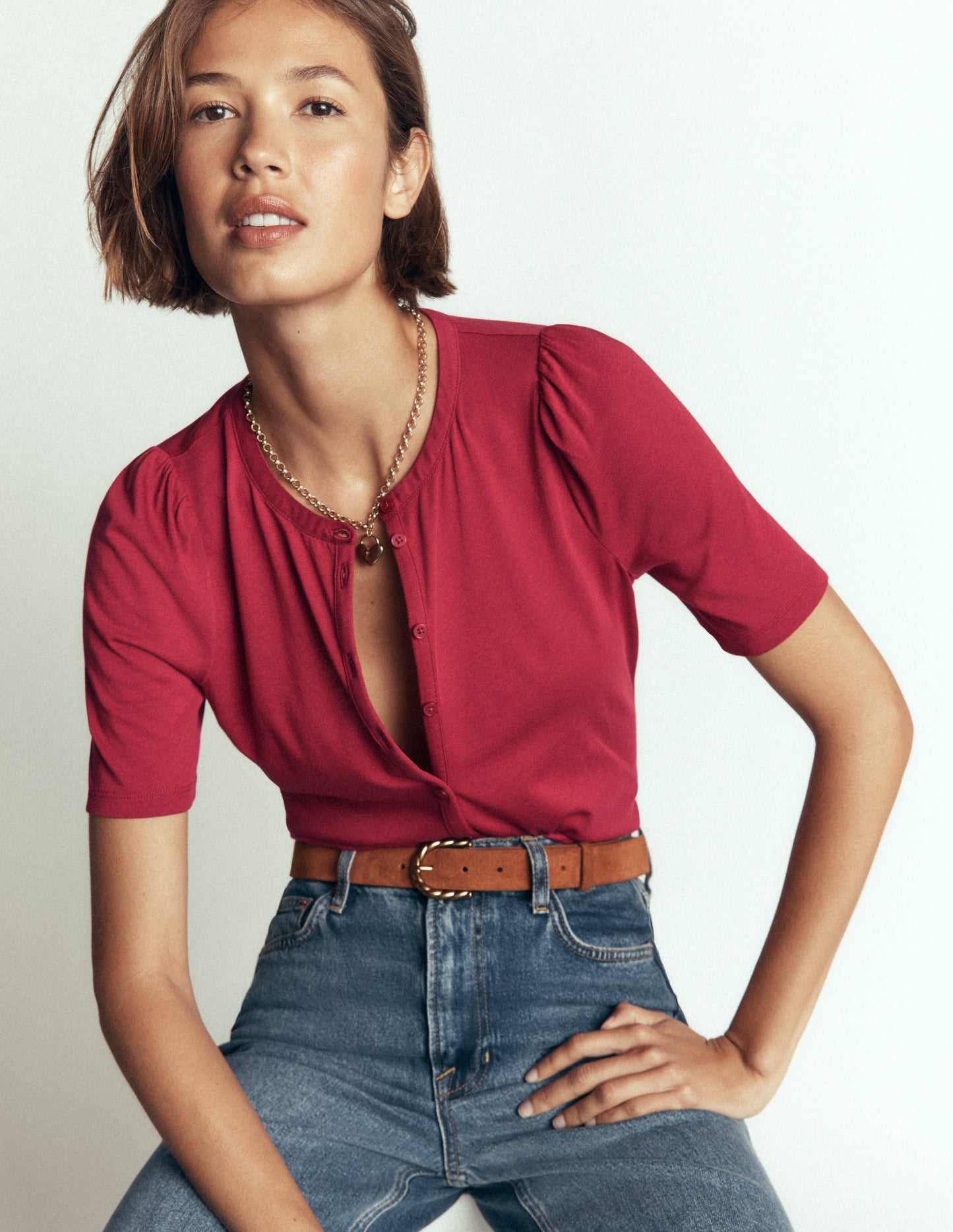 Supersoft Short Puff Shirt-Red Earth