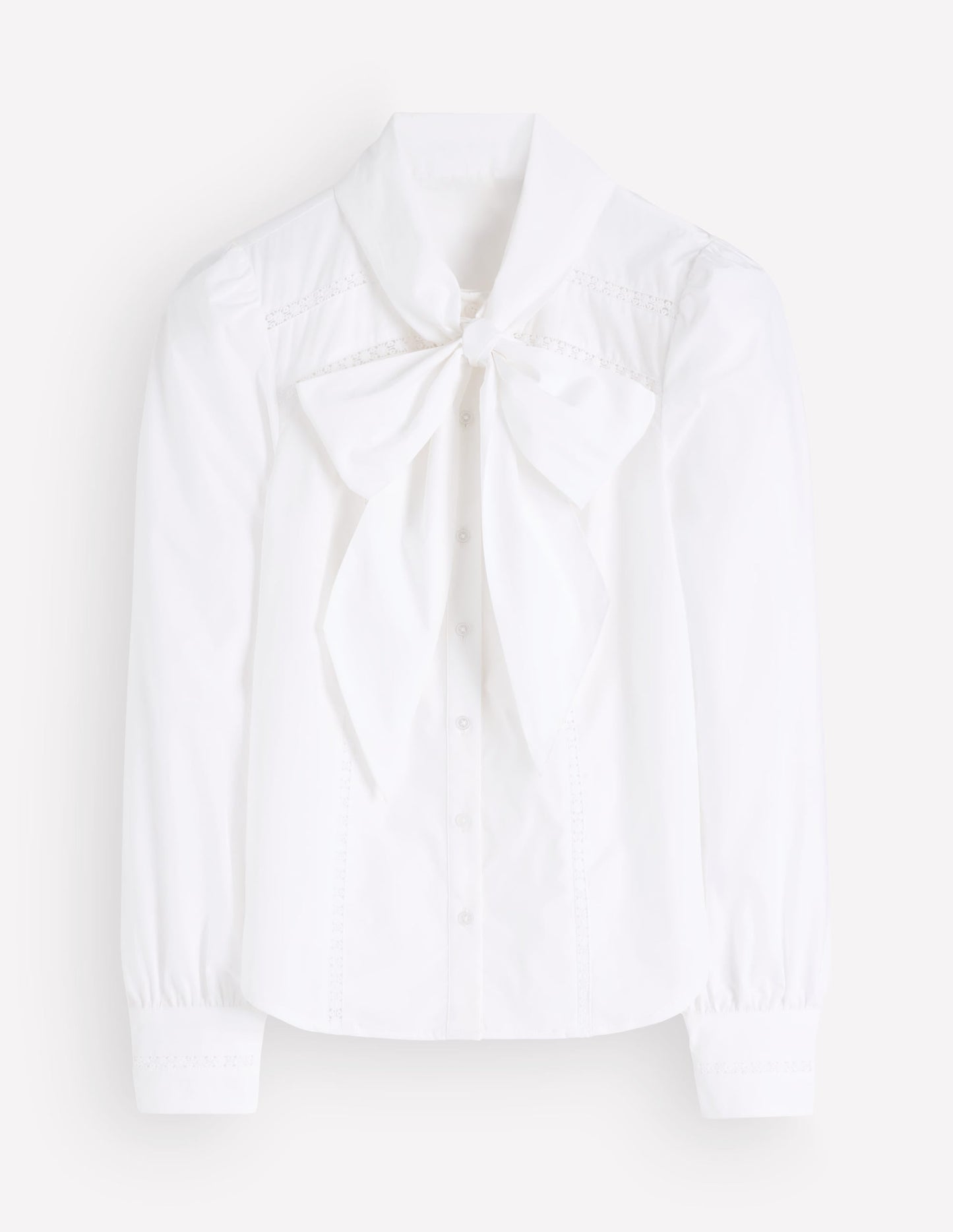 Clara Tie Neck Shirt-White Trim Detail