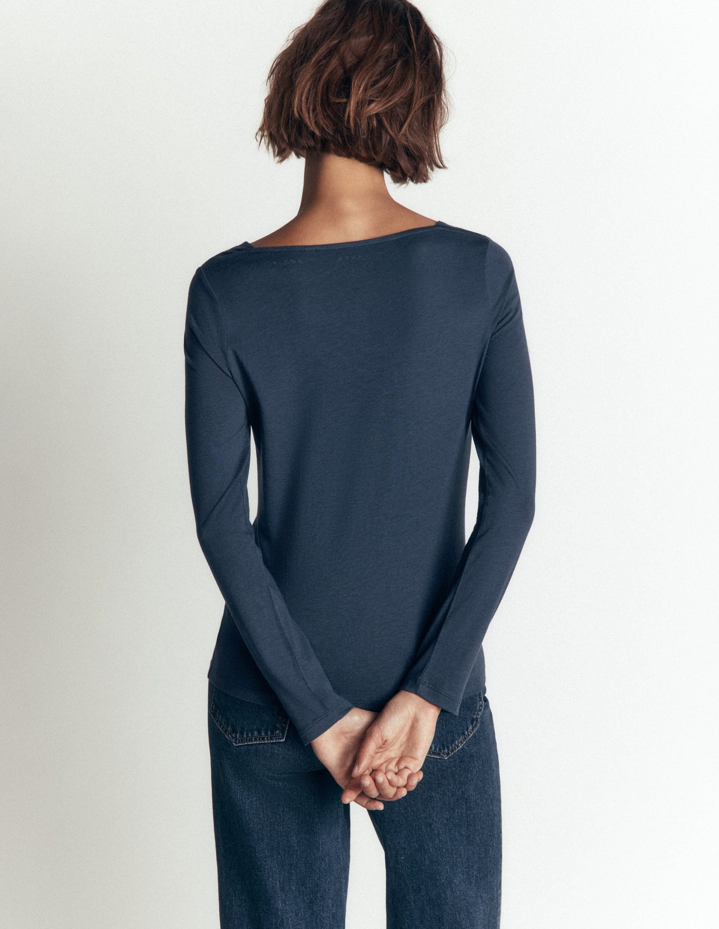 Supersoft Square Neck Top-Midnight Ocean