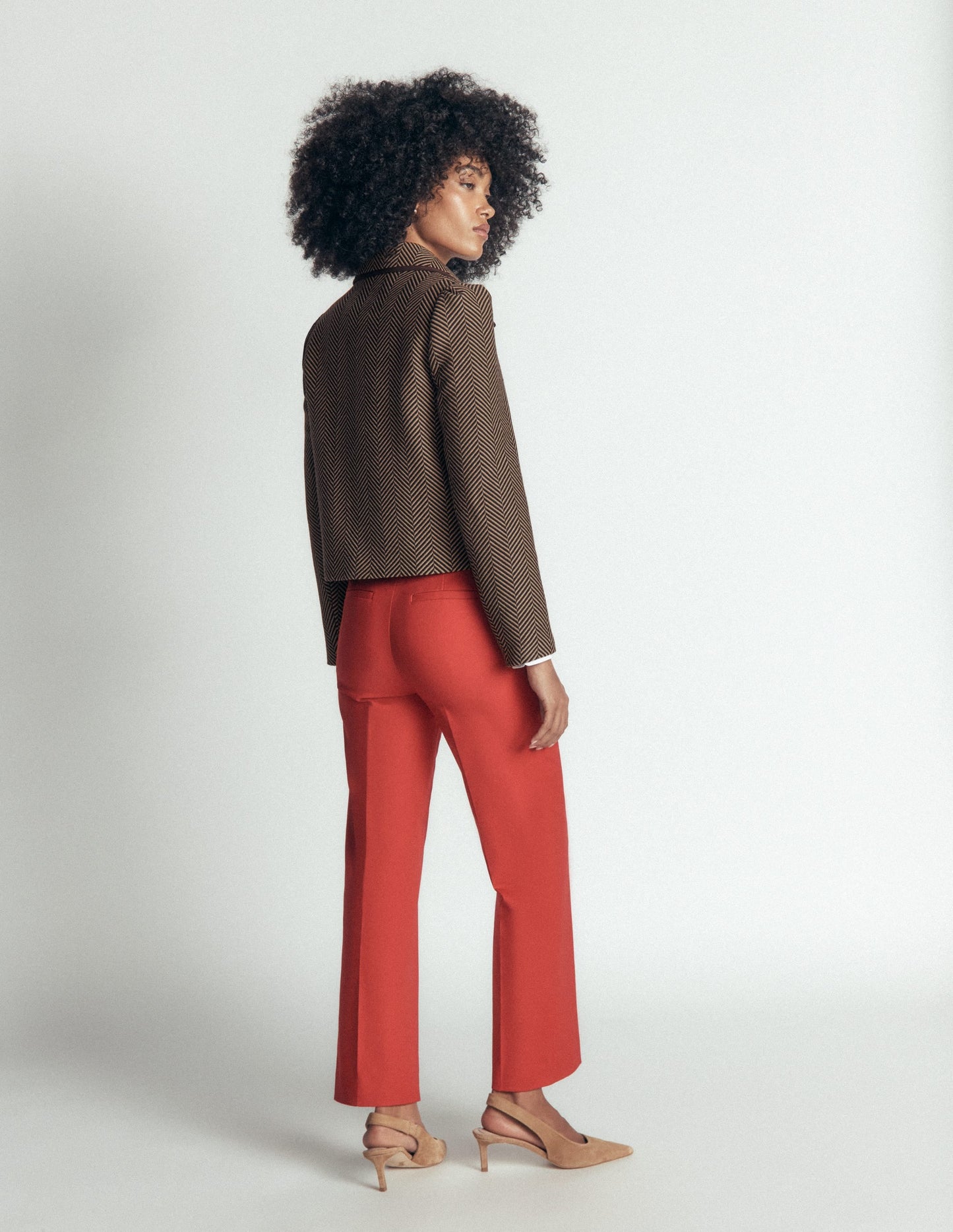 Branscombe Wool Bow Jacket-Brown Herringbone