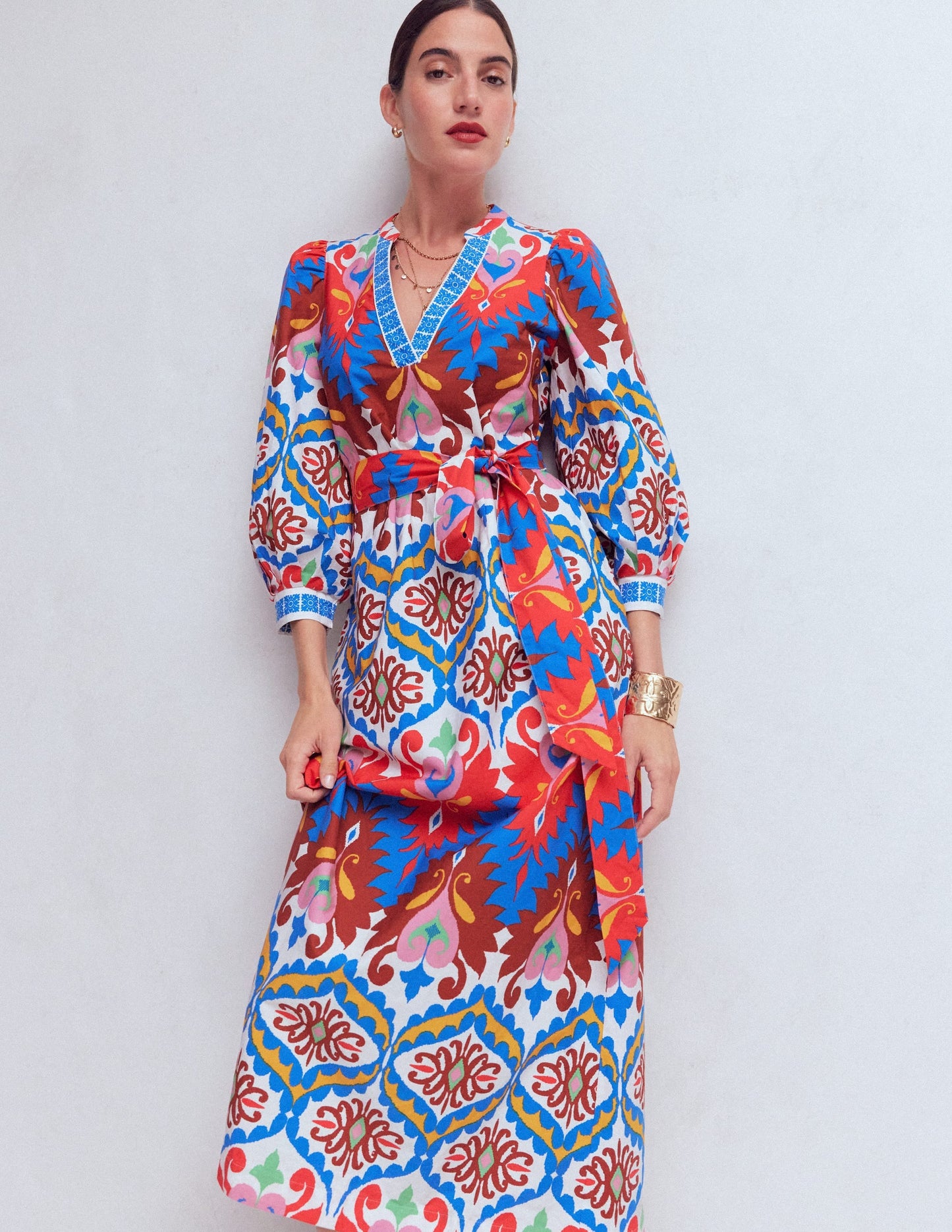 Octavia Cotton Dress-Multi Ikat Dream