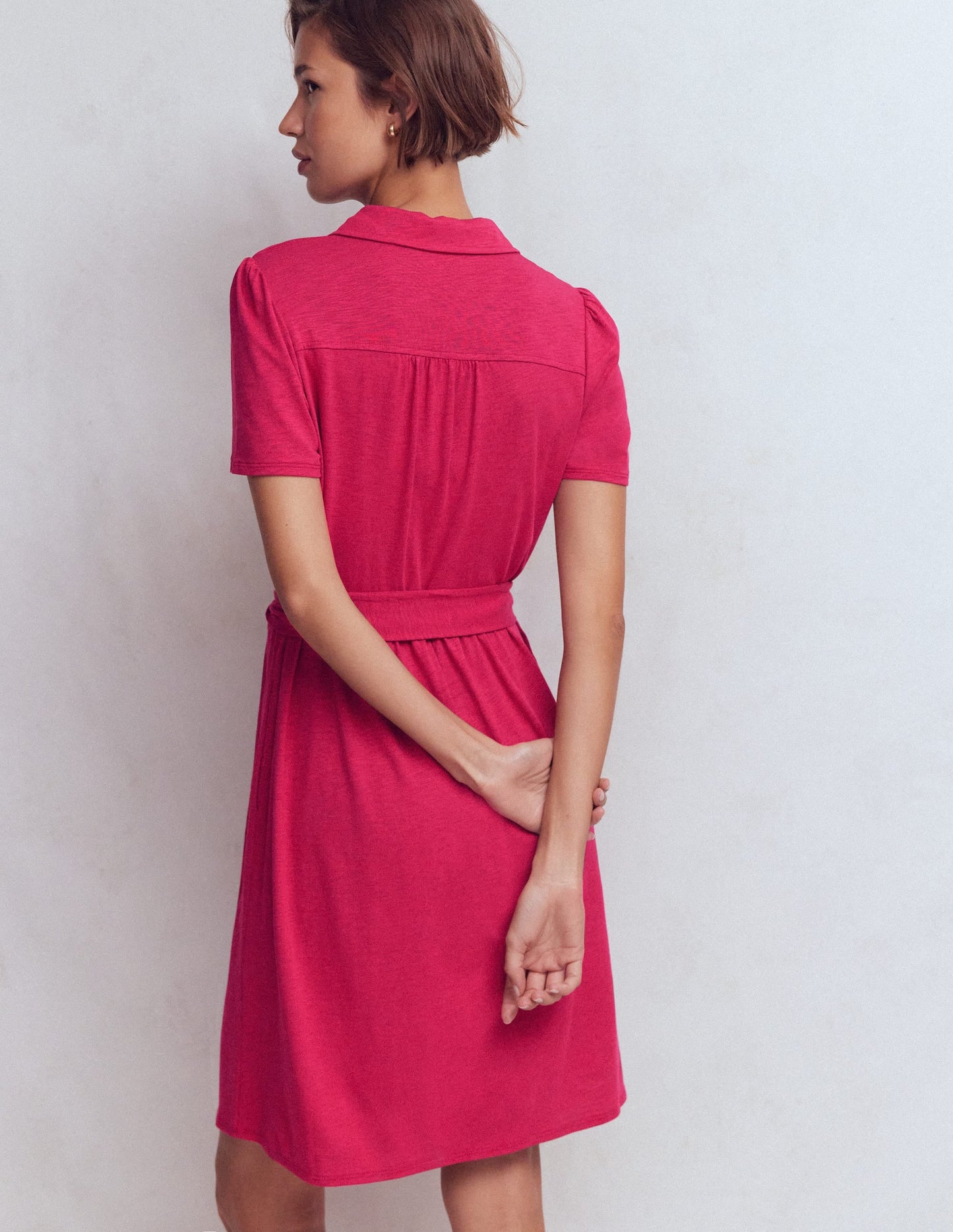 Patti Short Jersey Shirt Dress-Sweet Cherry