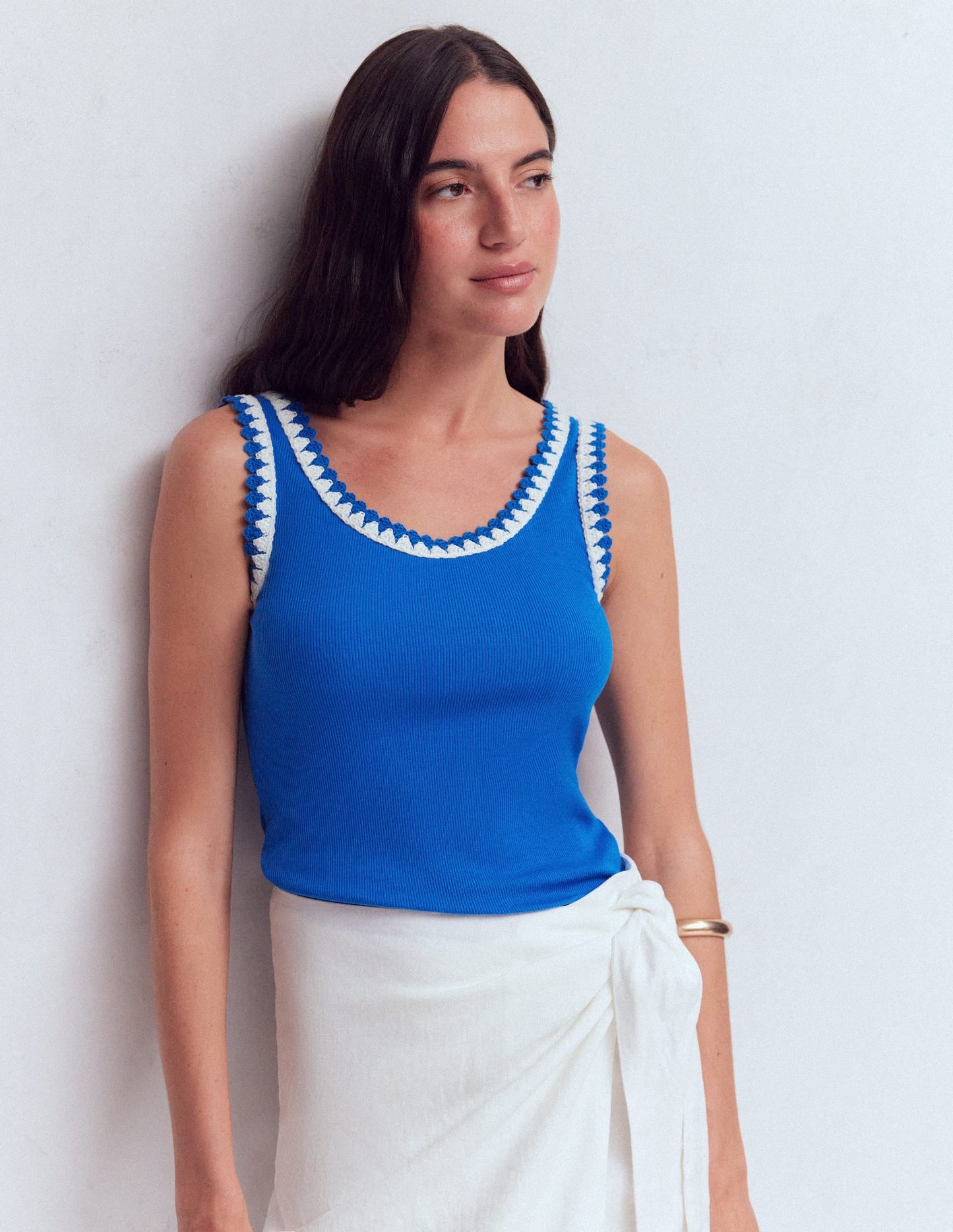 Maddie Trim Detail Vest-Kingfisher Blue