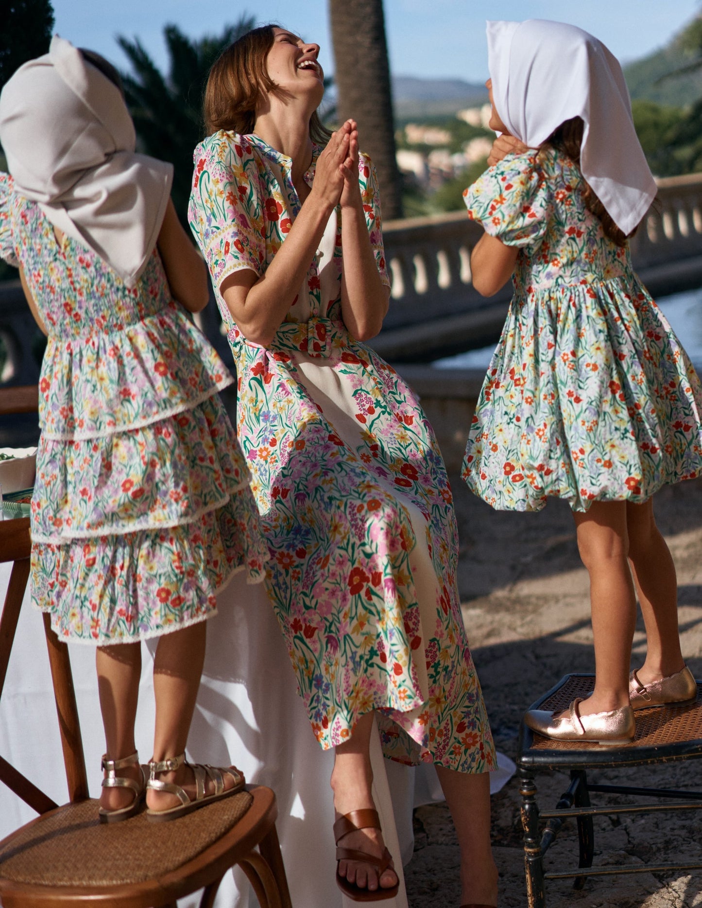 Kate Puff Sleeve Belted Dress-Ivory, Elegant Garden