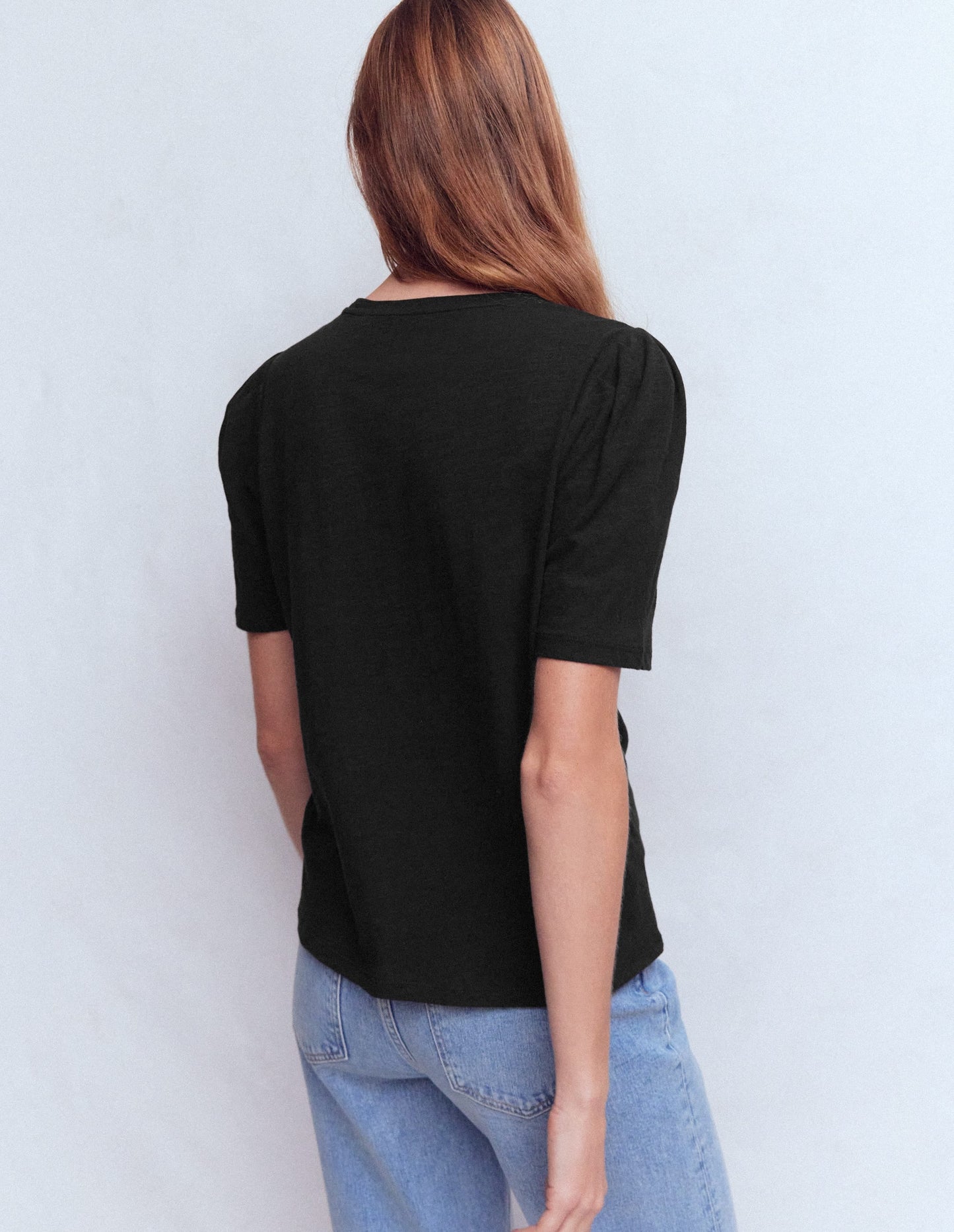 Sophie Puff Sleeve T-shirt-Black