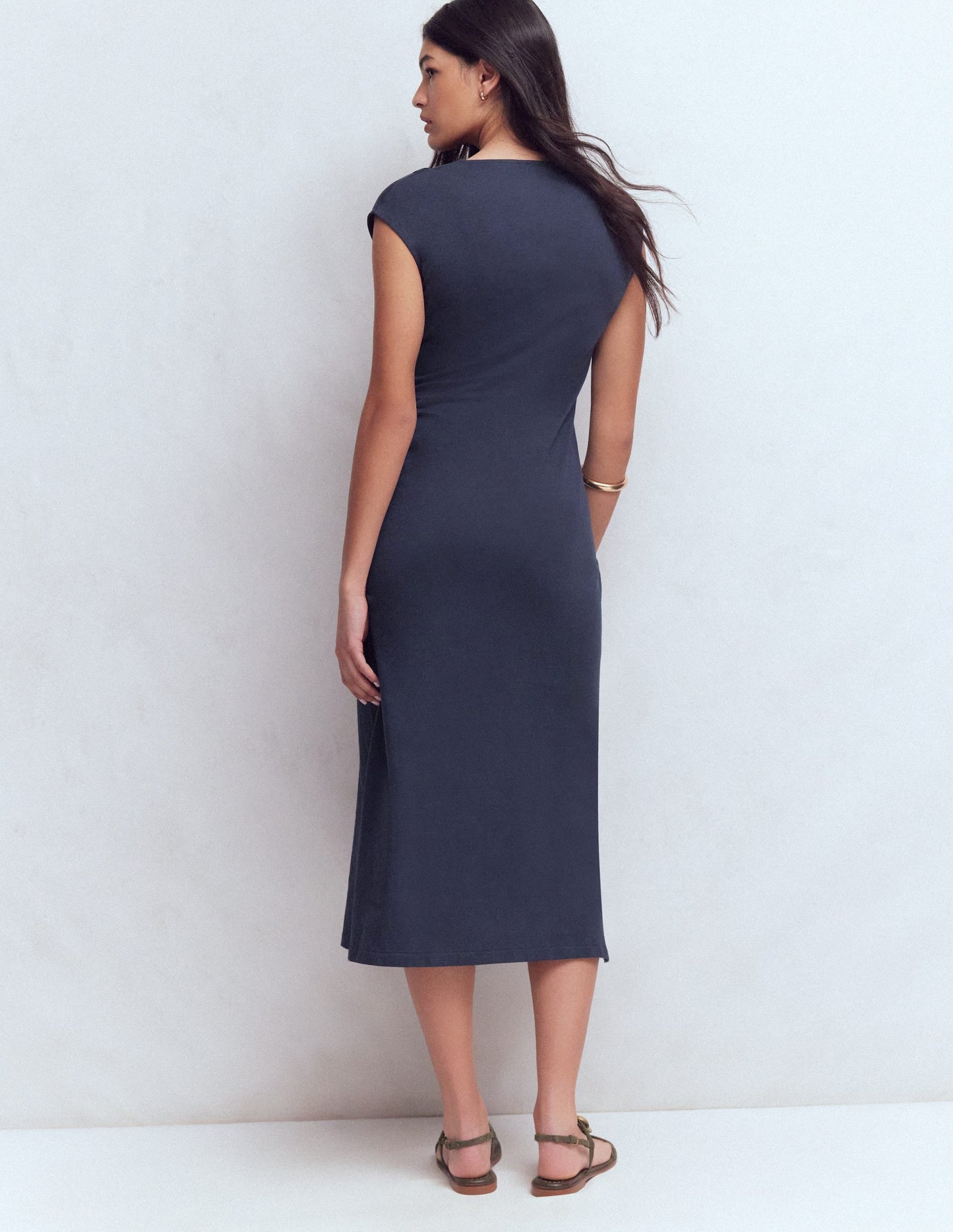 Delilah Twisted Midi Dress-Navy