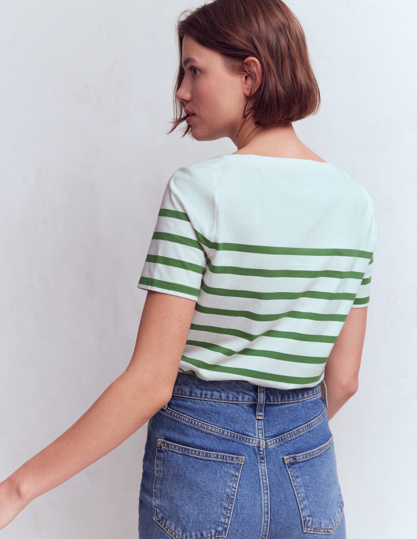 Olivia Short Sleeve Breton-Fairway and Ivory Stripe