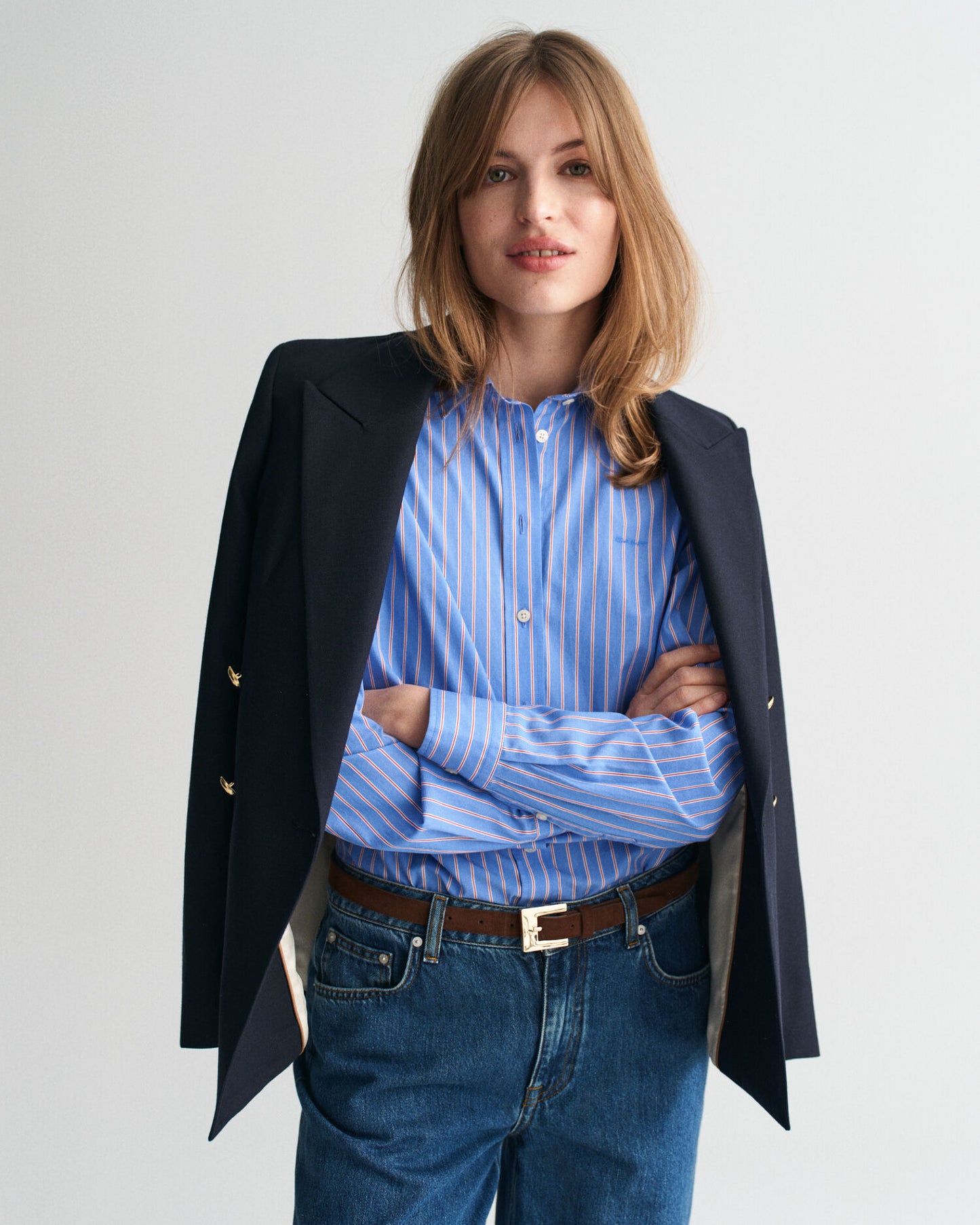 Popelinehemd mit regulärer Passform und klassischen Streifen