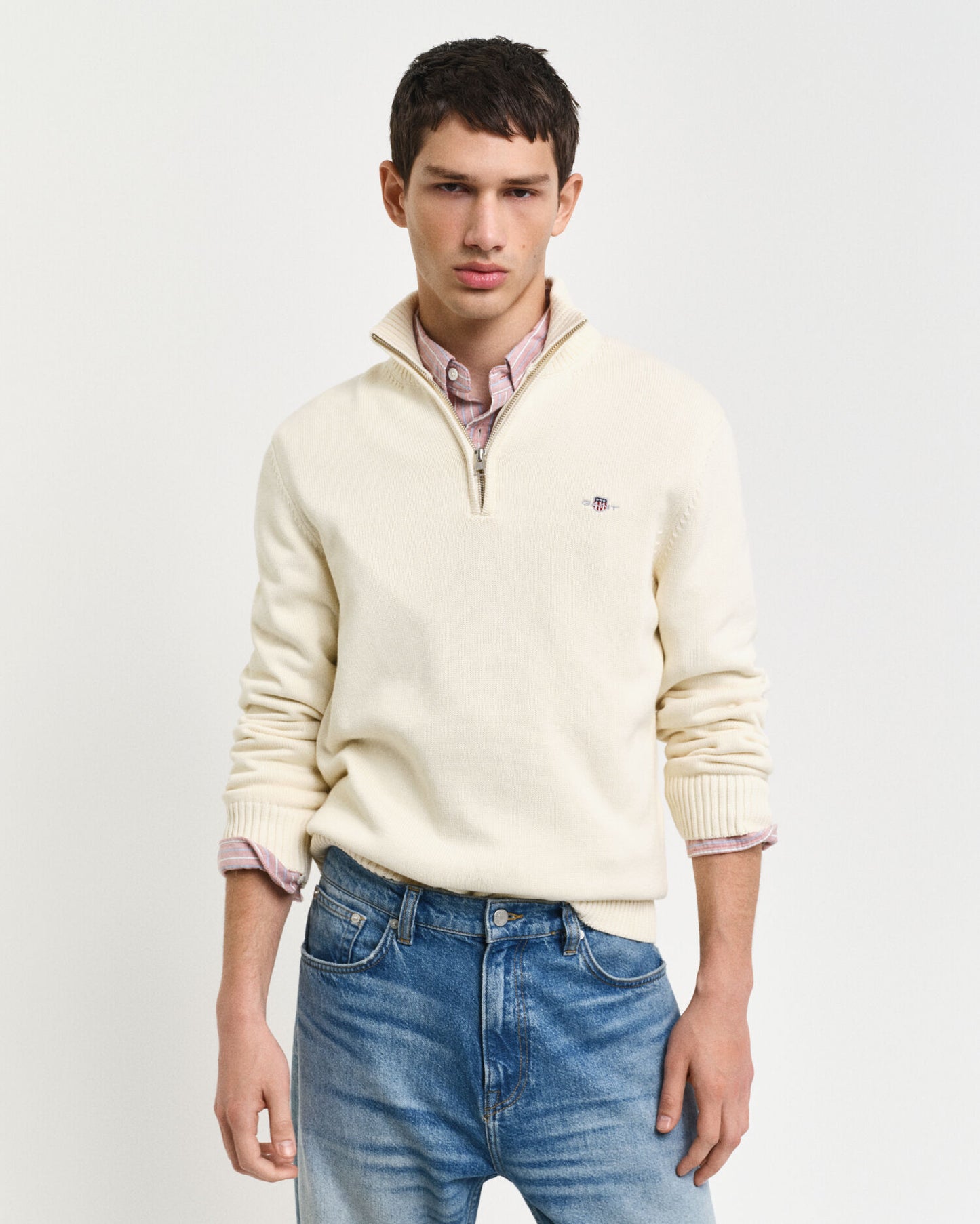 Pull demi-zippé en coton décontracté