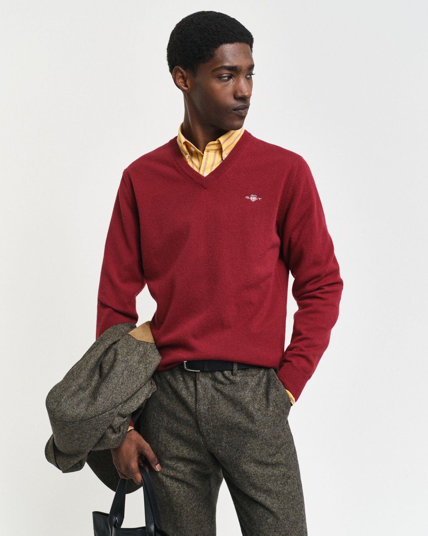 Pull col V en agneau pur mérinos