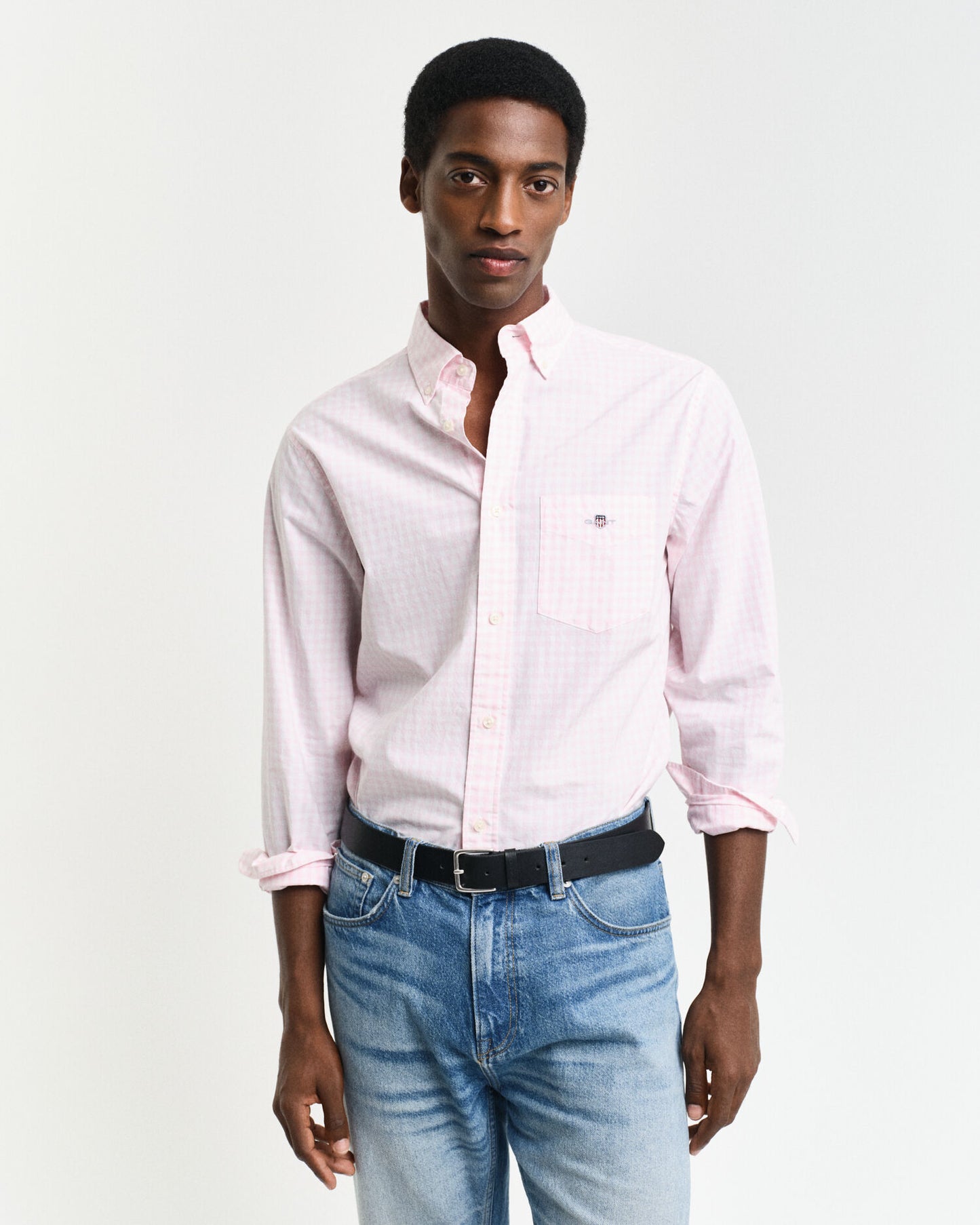 Chemise Classique en Popeline à Carreaux Coupe Droite