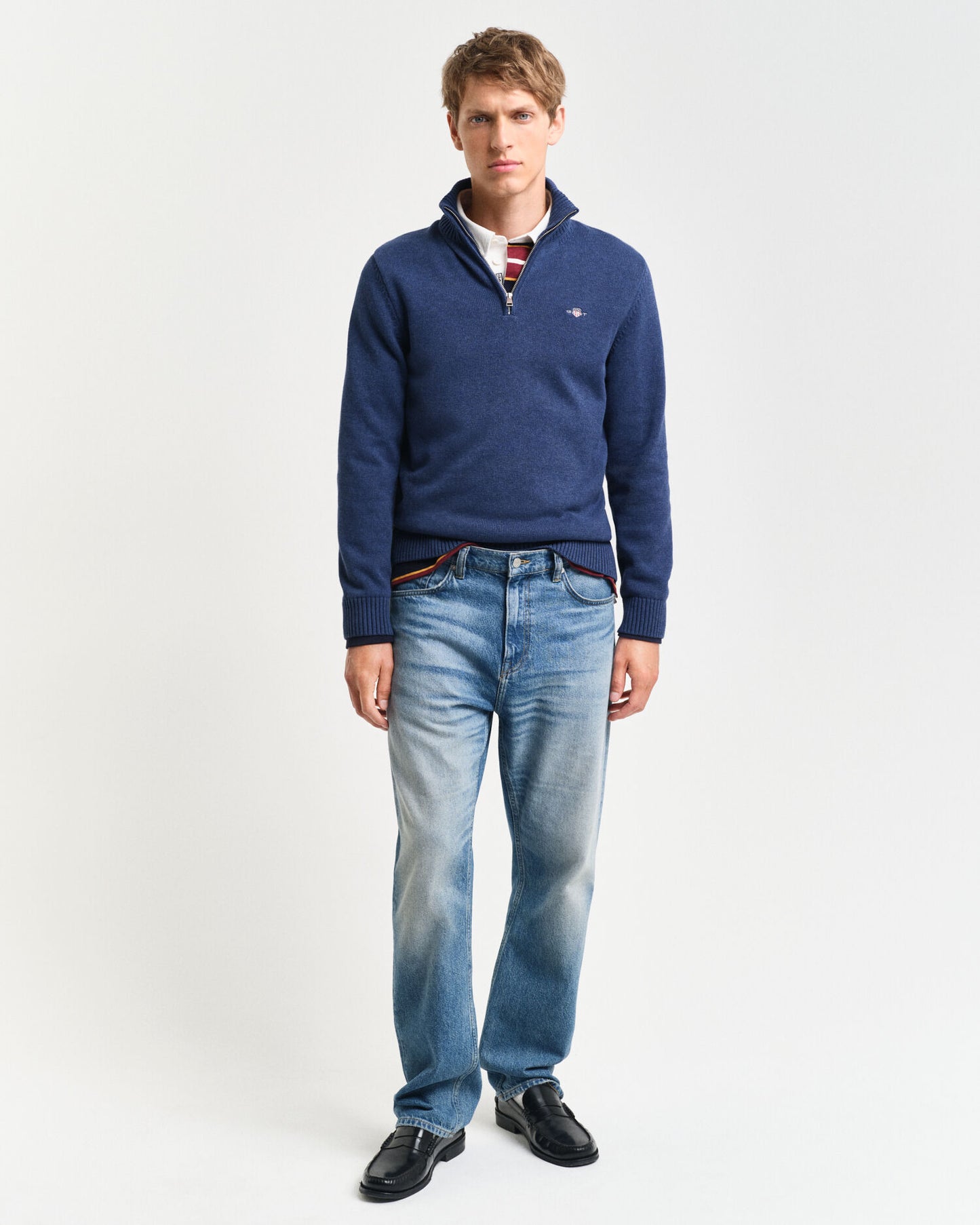 Pull demi-zippé en coton décontracté