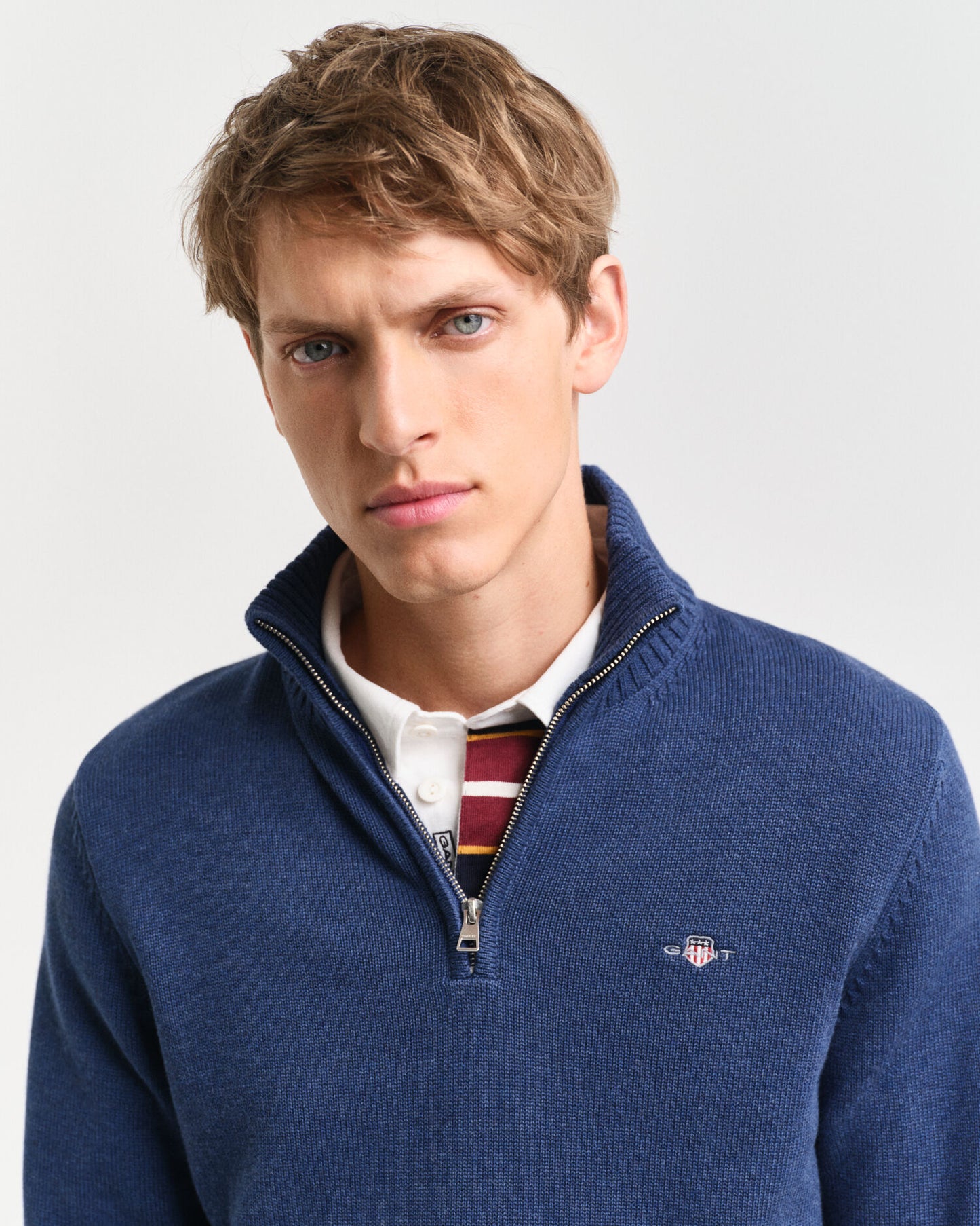 Pull demi-zippé en coton décontracté