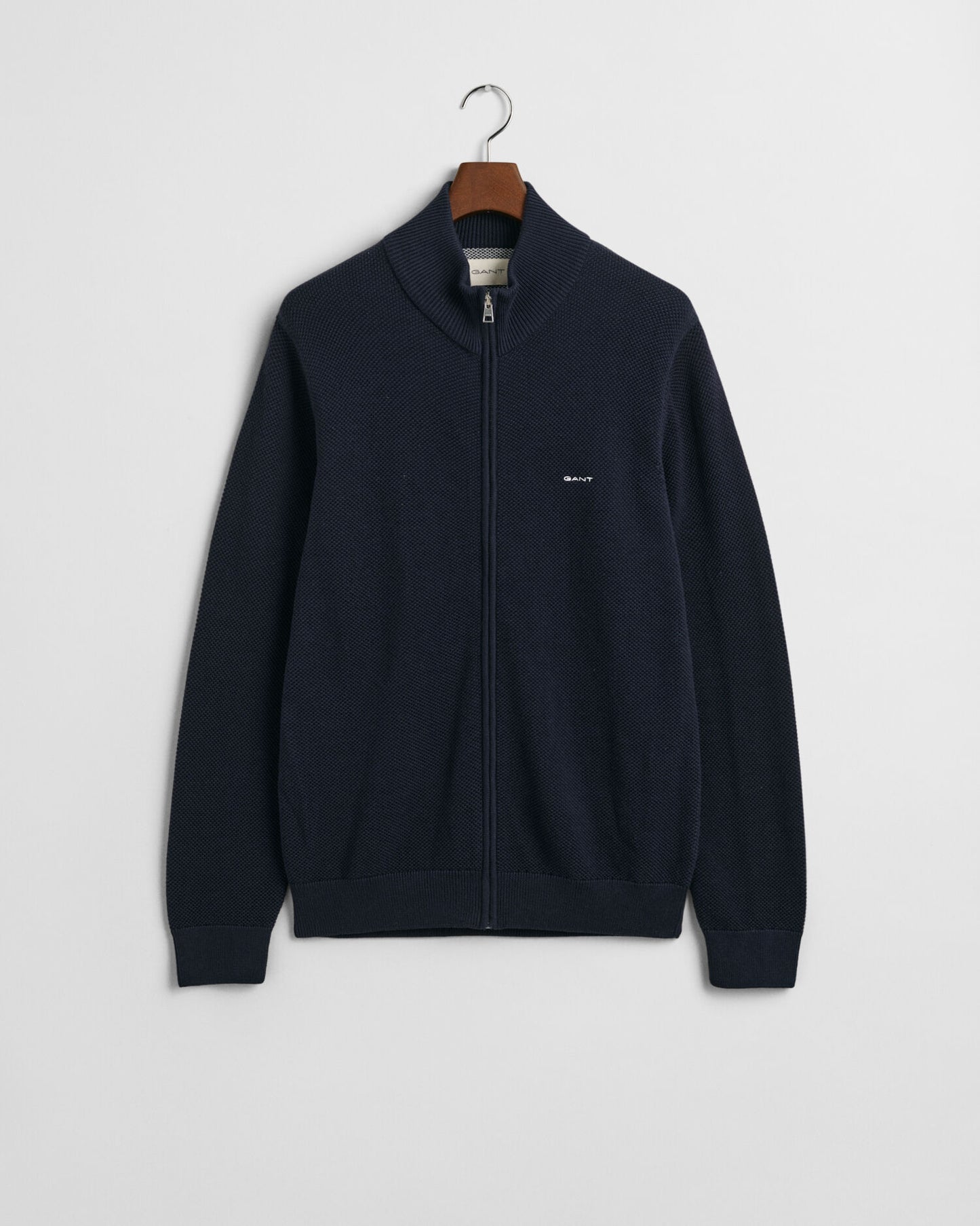 Baumwoll-Pikee-Strickjacke mit Reißverschluss