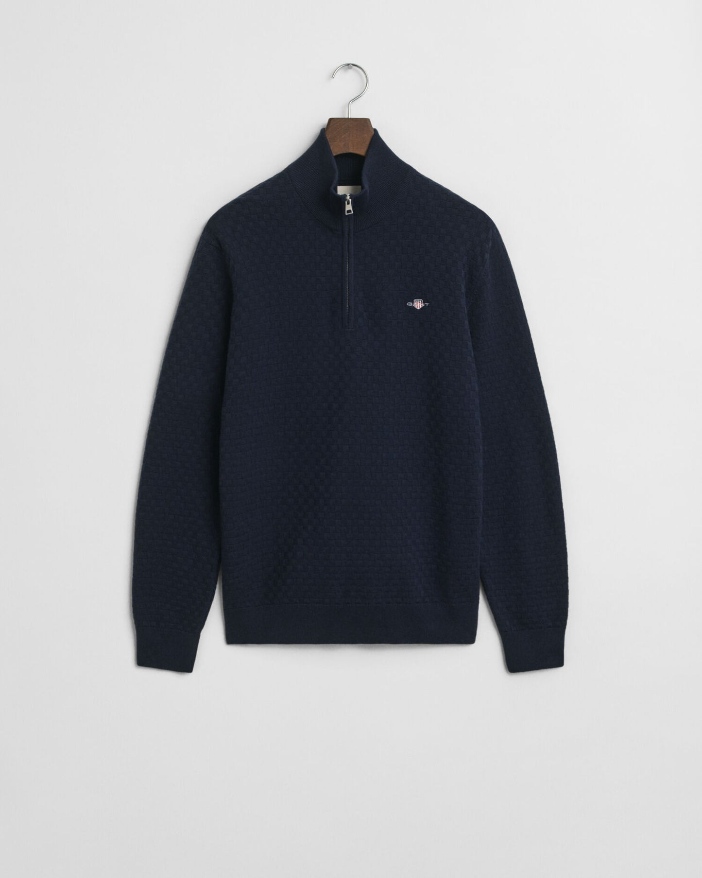 Pull demi-zip micro-texturé