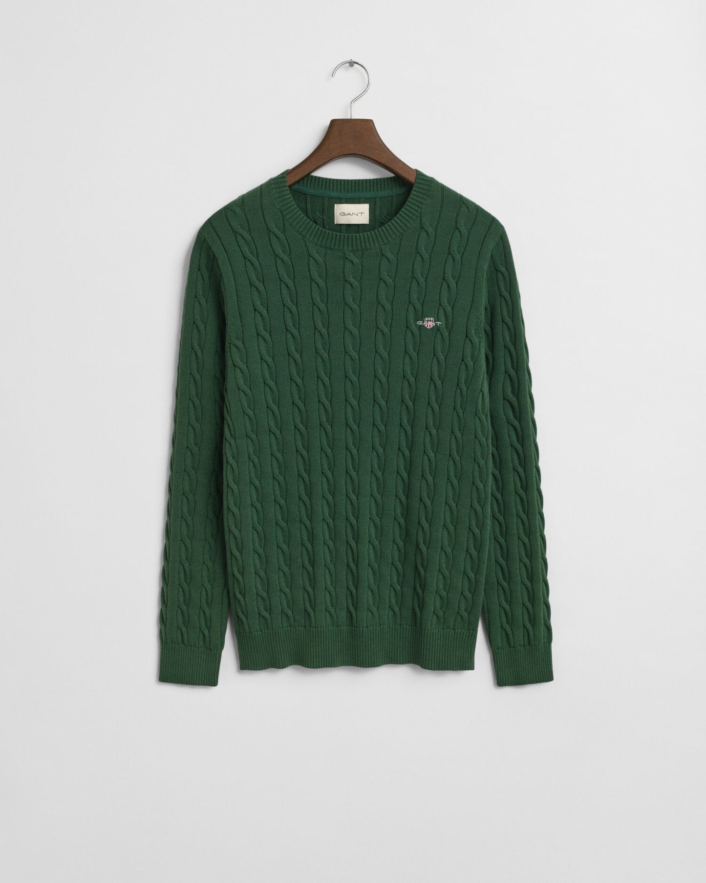 Baumwoll-Zopfstrickpullover mit Rundhalsausschnitt