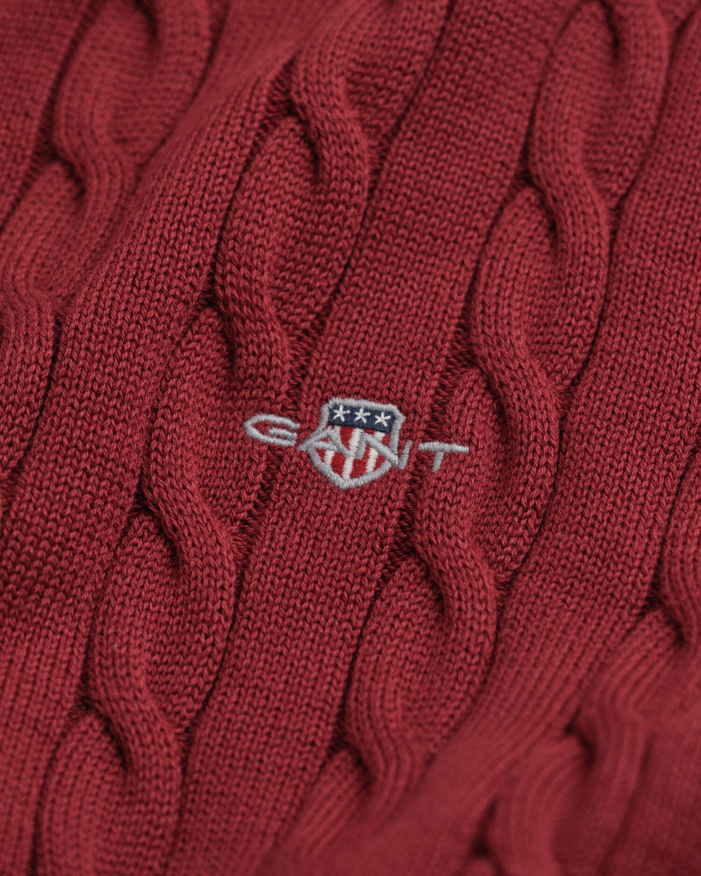 Baumwoll-Zopfstrickpullover mit halbem Reißverschluss