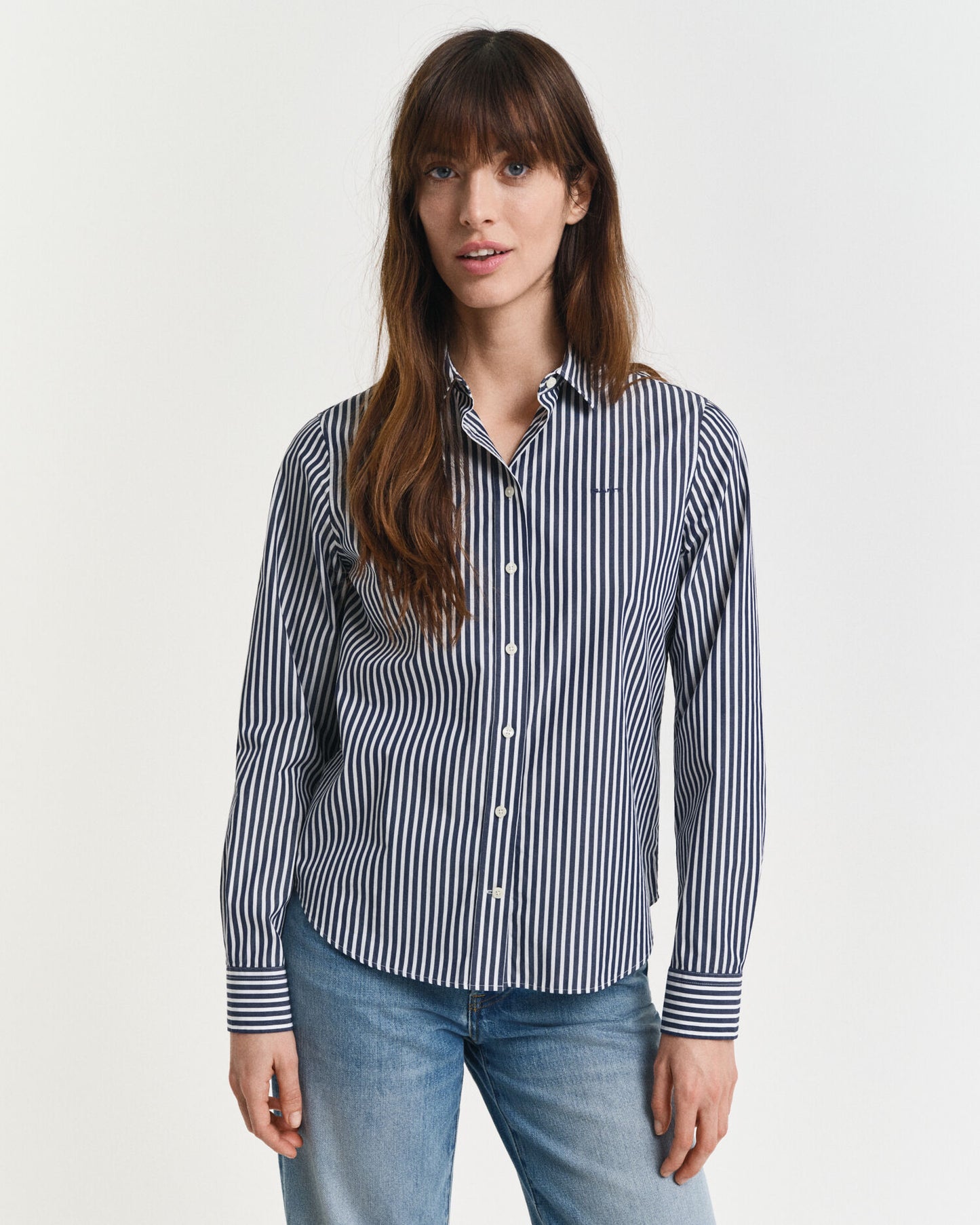 Chemise Popeline Classique Rayée Coupe Droite