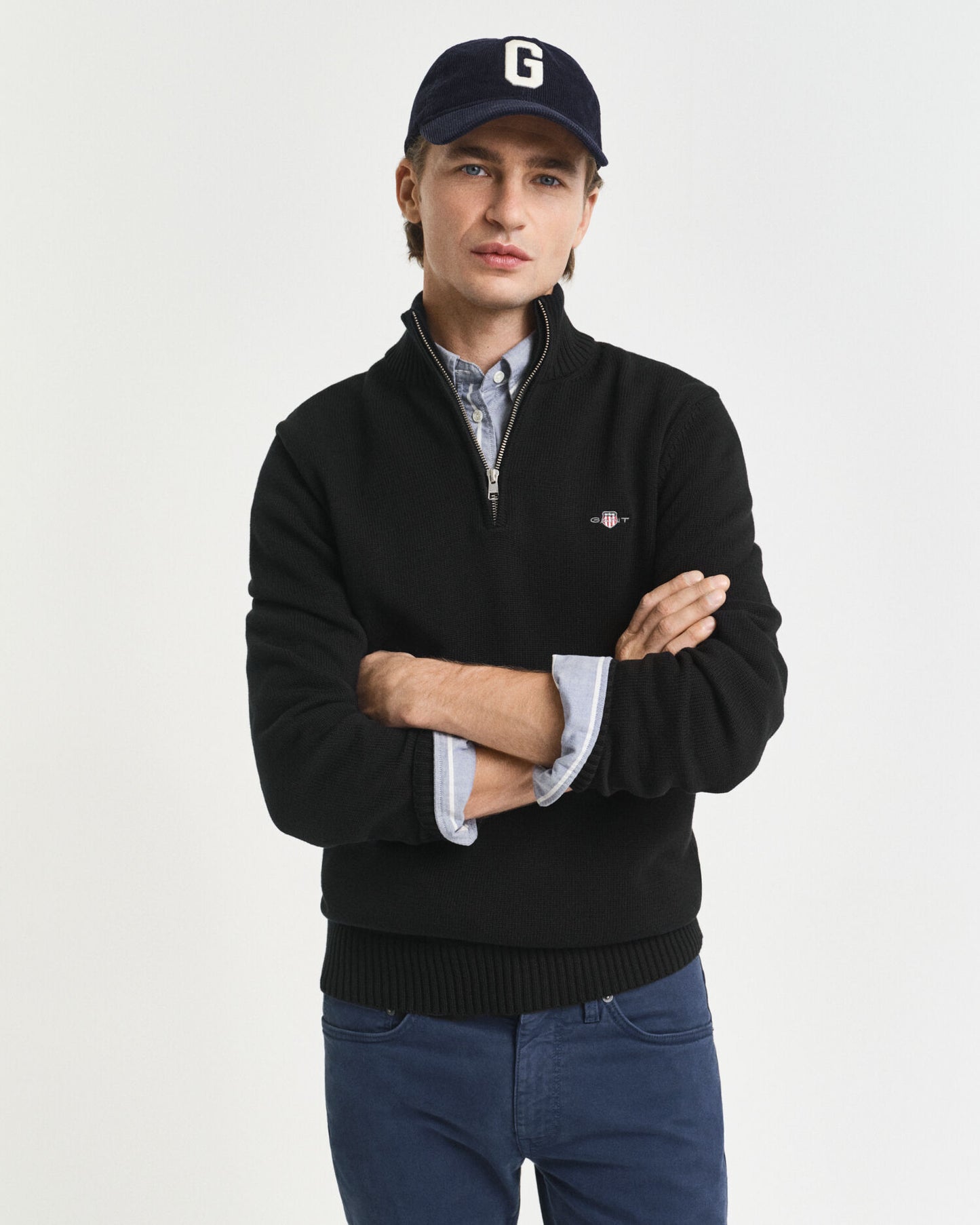 Pull demi-zippé en coton décontracté